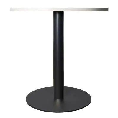 Vail Collection Dining Table Black Base With 27" Round Light Wood  Brown MDF Top