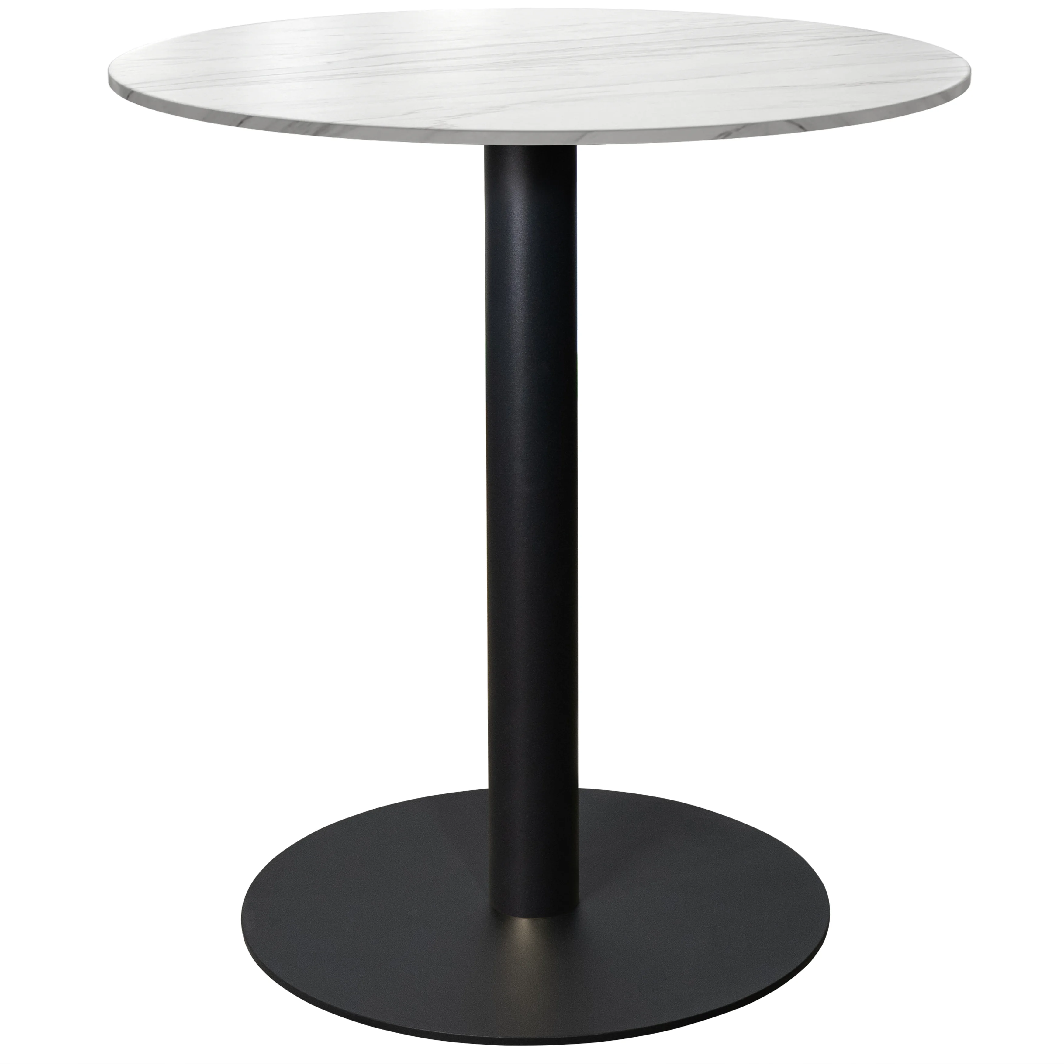 Vail Collection Dining Table Black Base With 27" Round White Stone Top