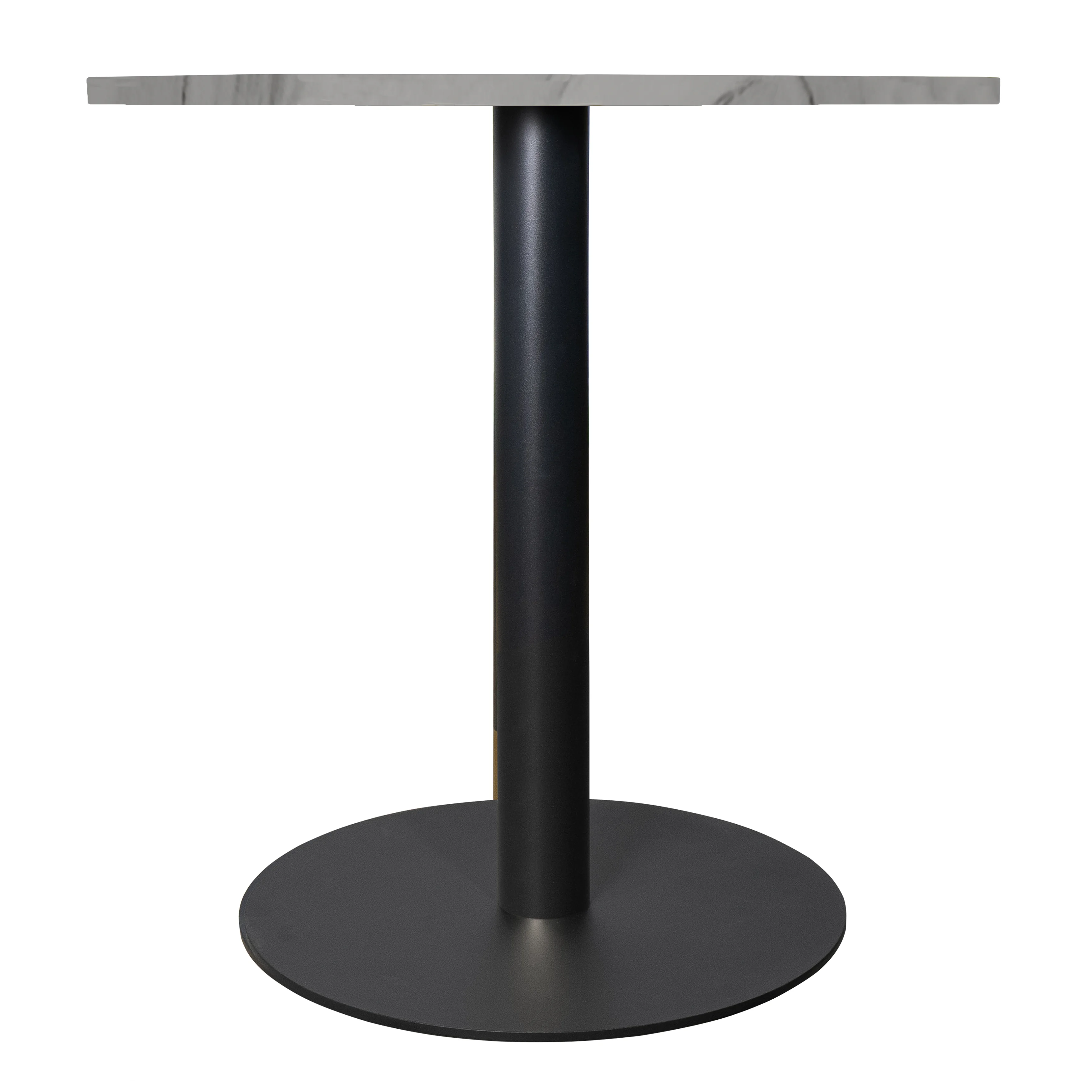 Vail Collection Dining Table Black Base With 27" Round White Stone Top