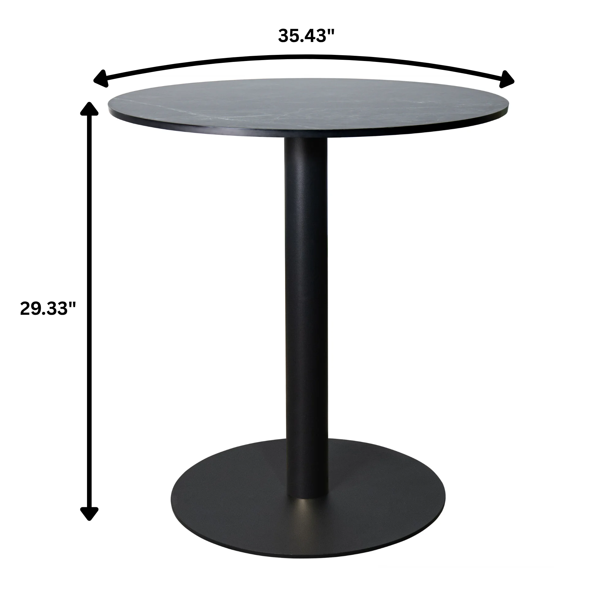 Vail Collection Dining Table Black Base With 36" Round Black MDF Top