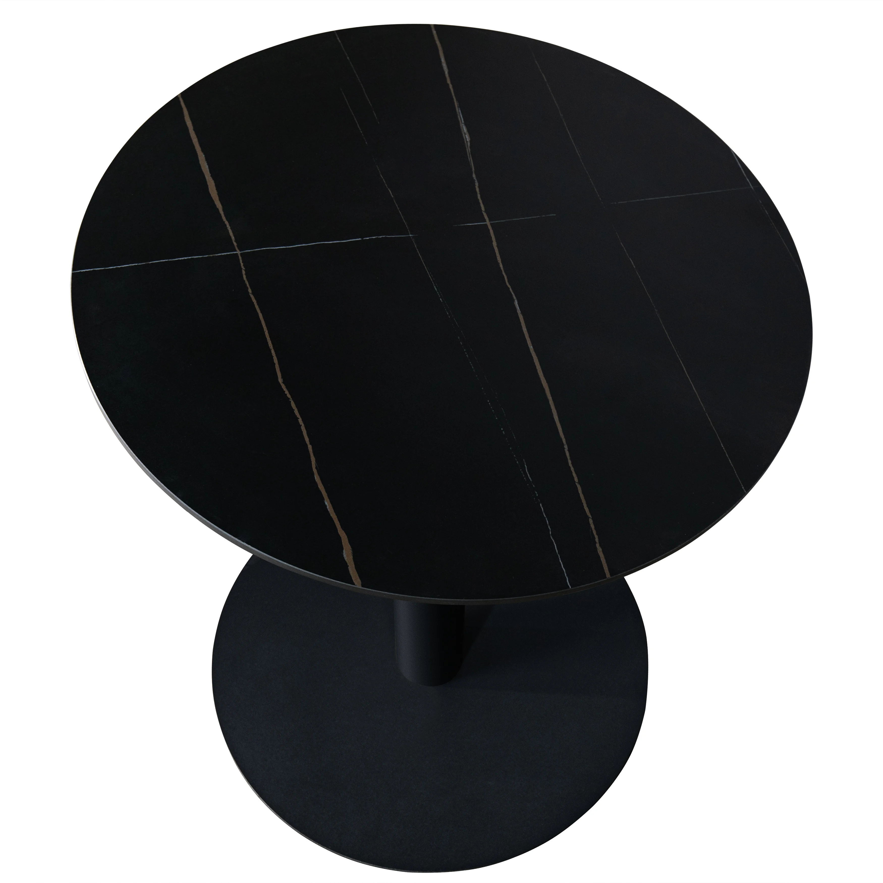 Vail Collection Dining Table Black Base With 36" Round BLack Stone  Top