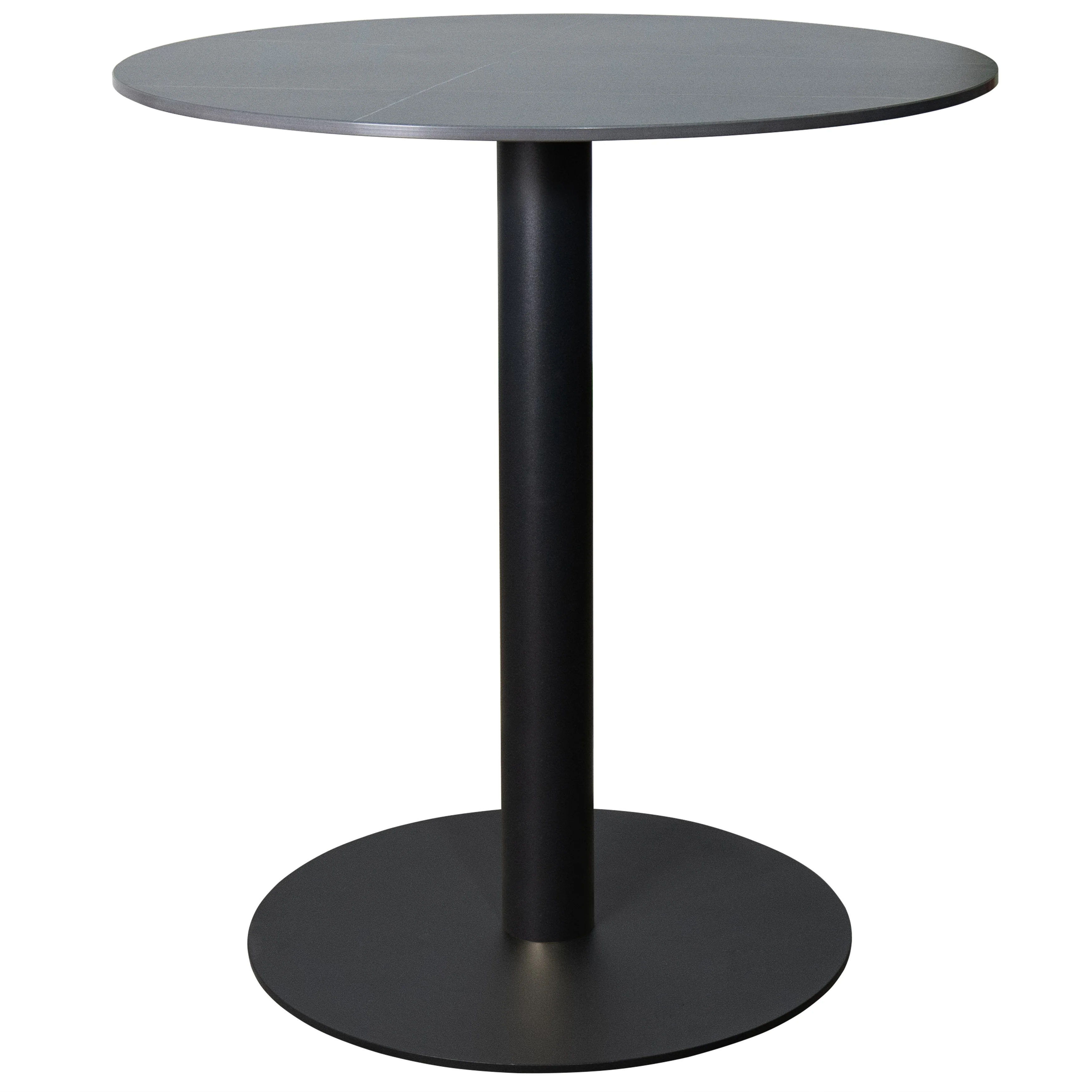 Vail Collection Dining Table Black Base With 36" Round BLack Stone  Top
