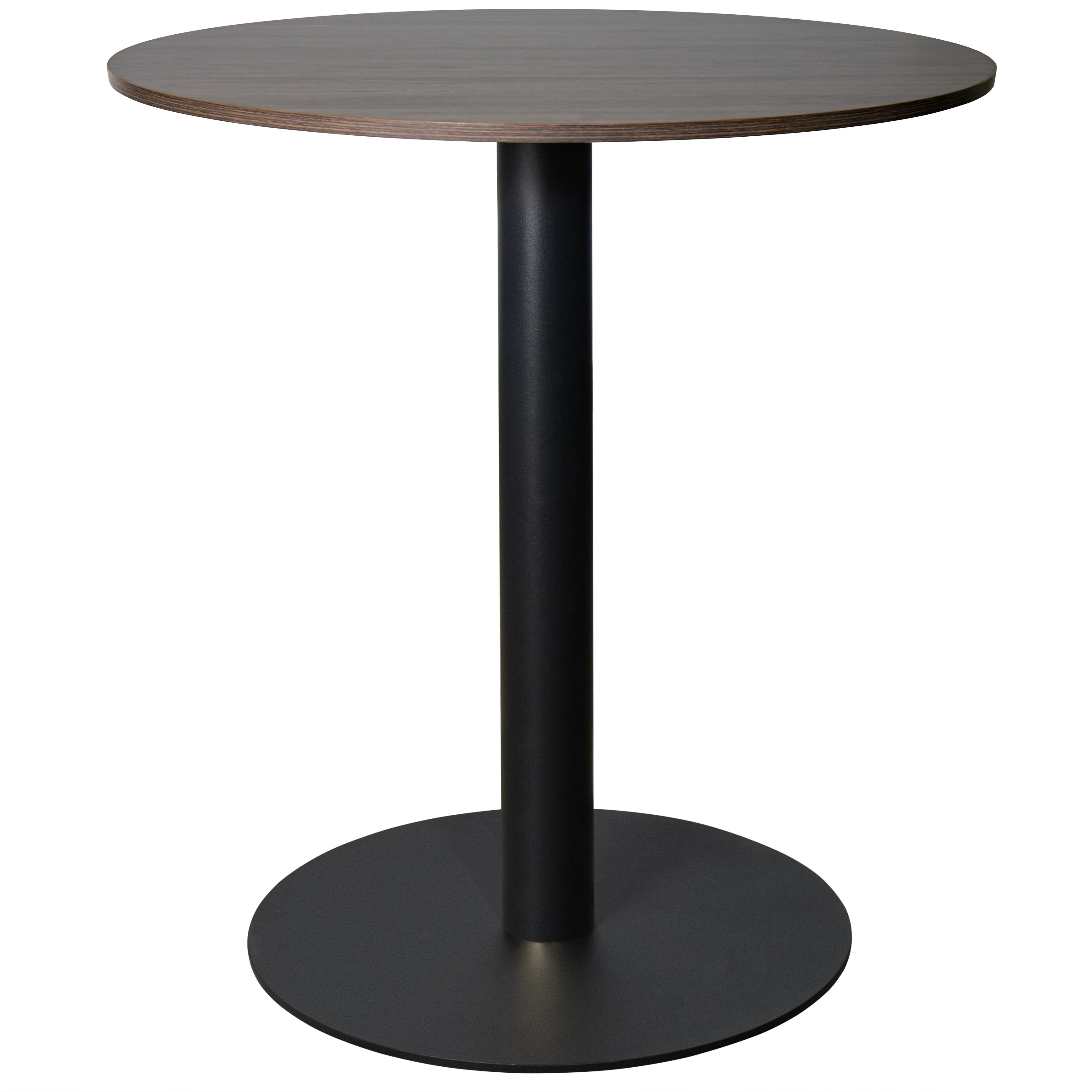 Vail Collection Dining Table Black Base With 36" Round Dark  Brown MDF Top