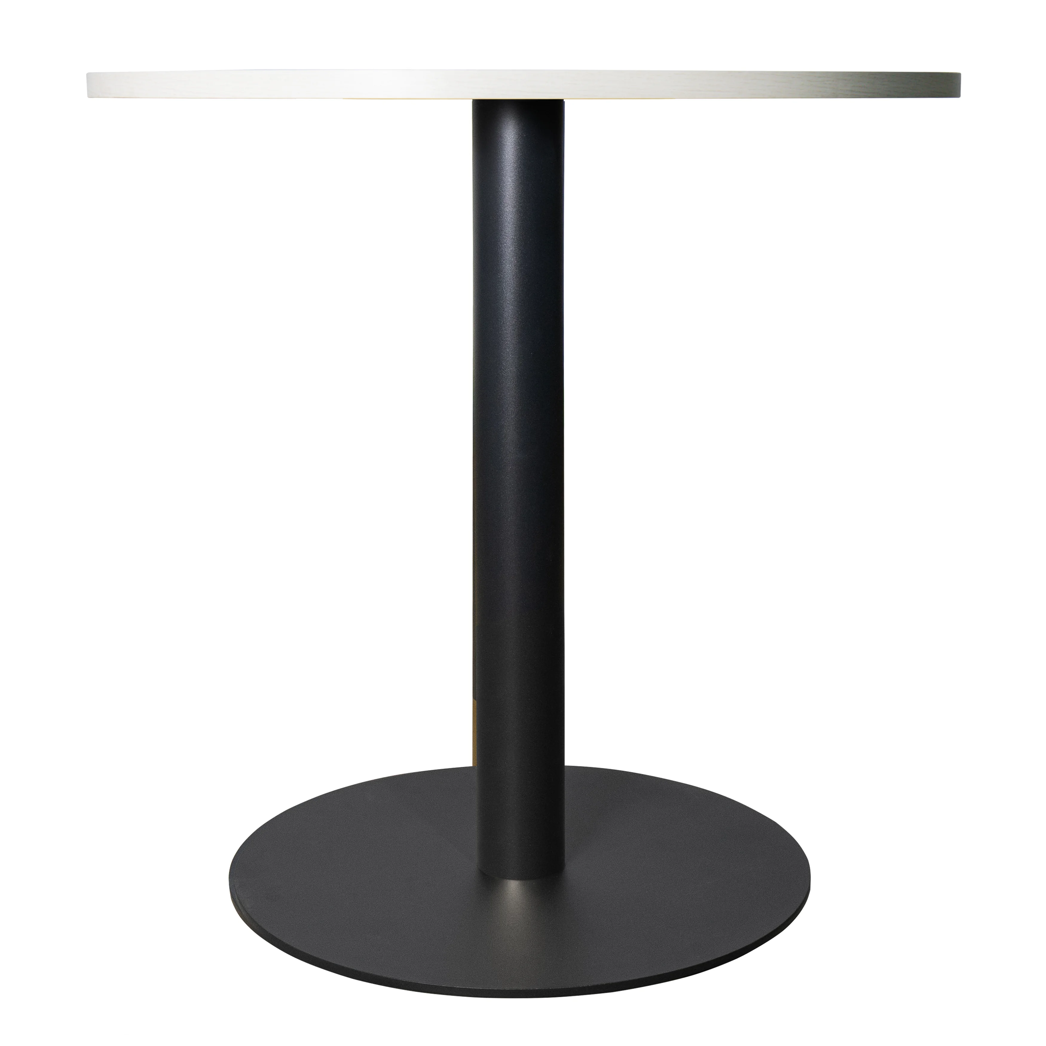 Vail Collection Dining Table Black Base With 36" Round Light Wood  Brown MDF Top
