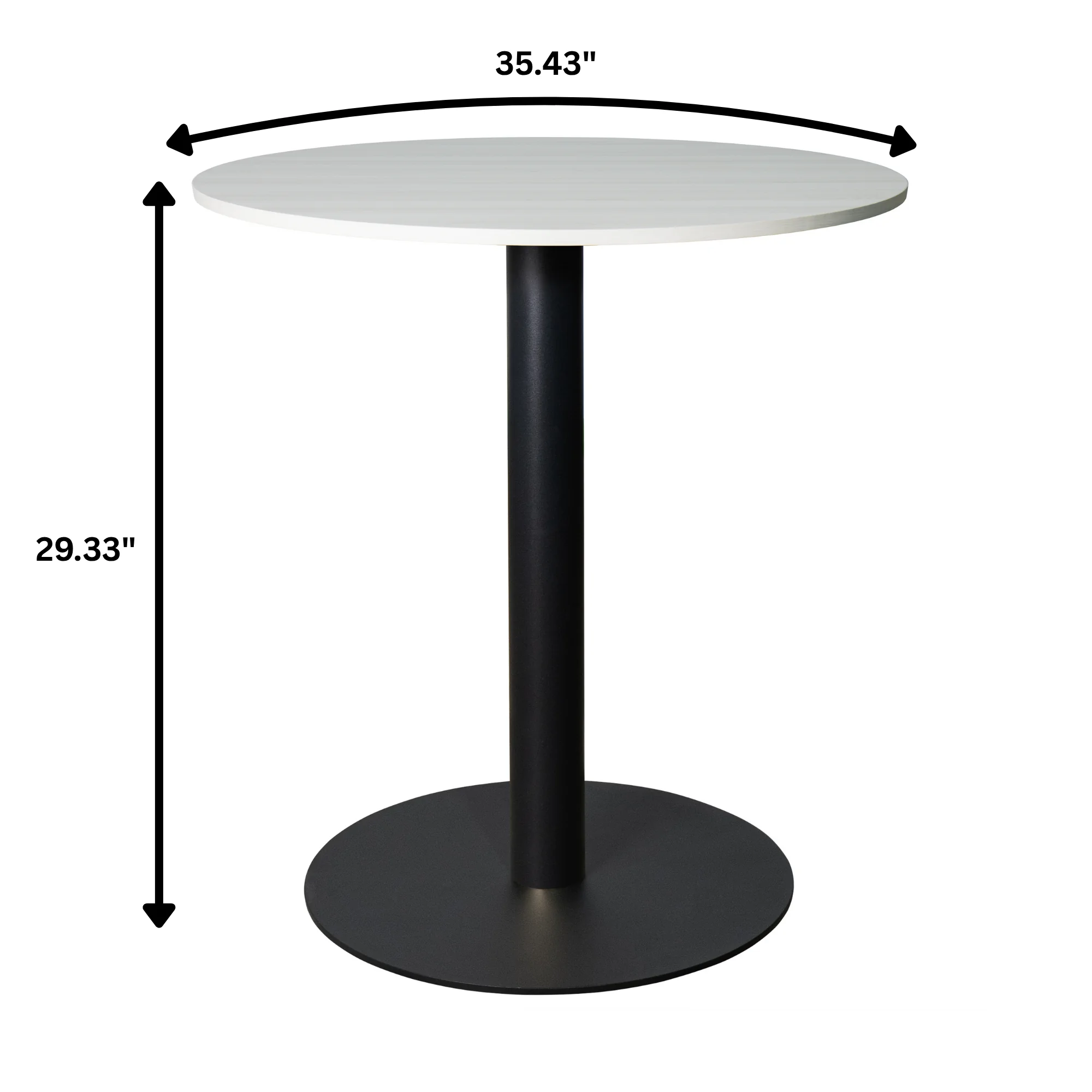 Vail Collection Dining Table Black Base With 36" Round Light Wood  Brown MDF Top