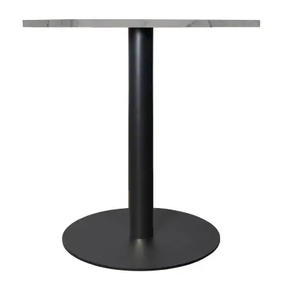 Vail Collection Dining Table Black Base With 36" Round White Stone  Top