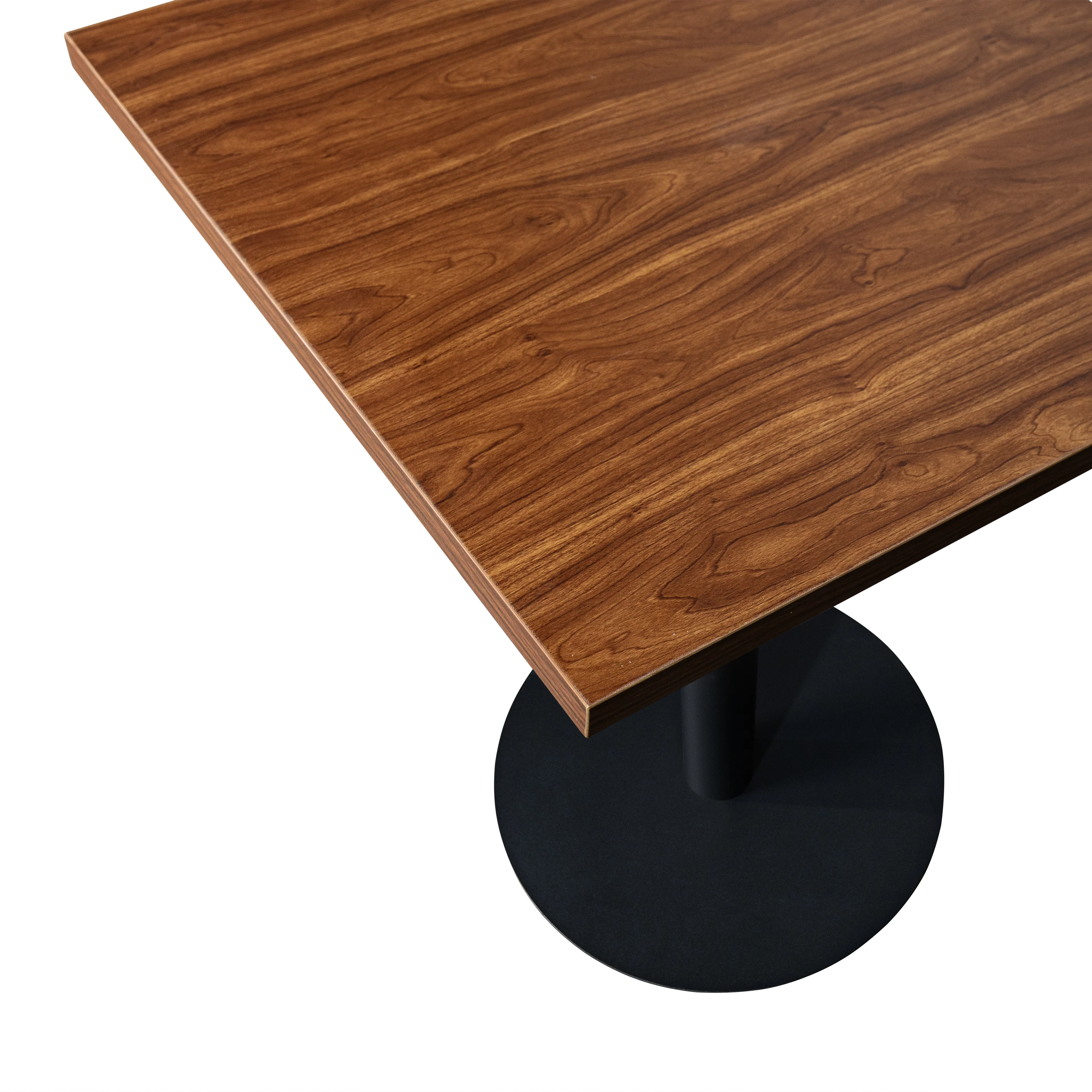 Vail Collection Dining Table Black Base With 24" Square Cognac Brown MDF Top