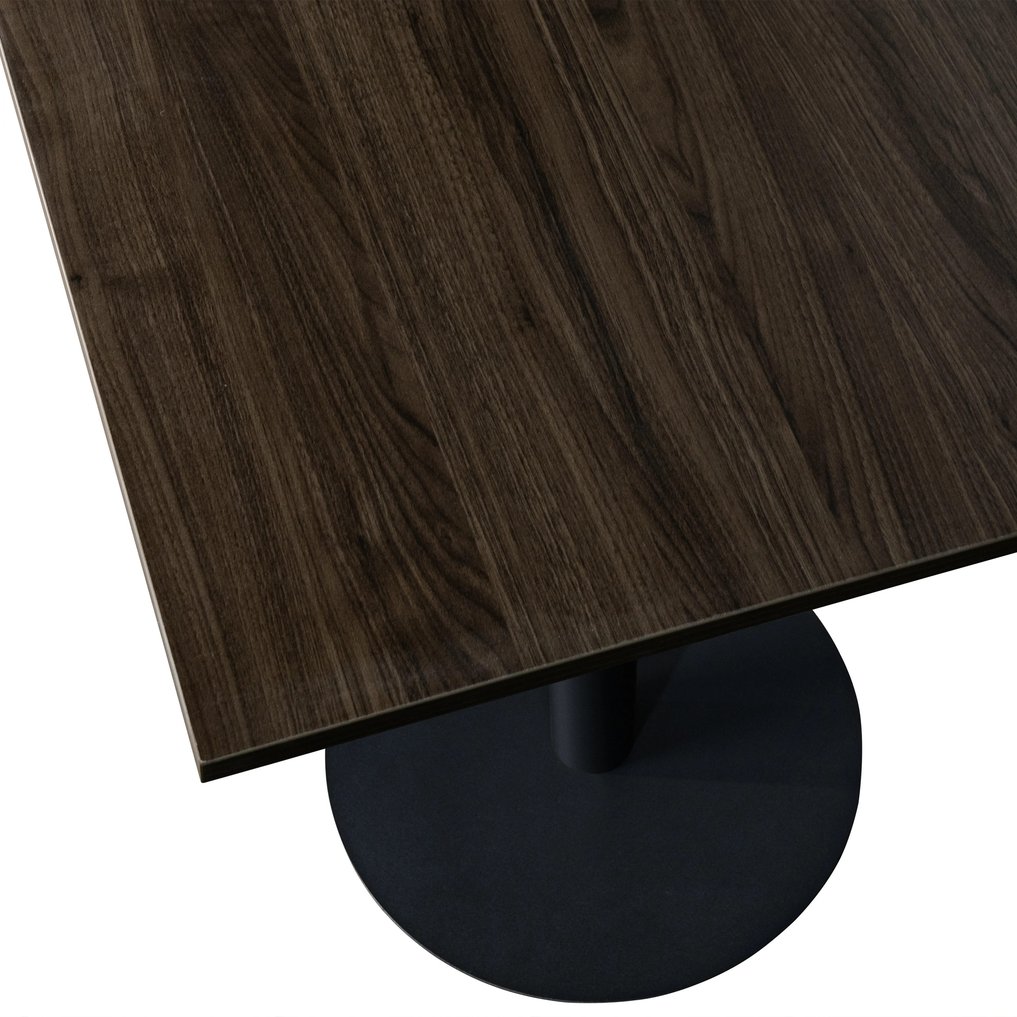 Vail Collection Dining Table Black Base With 24" Square Dark  Brown MDF Top