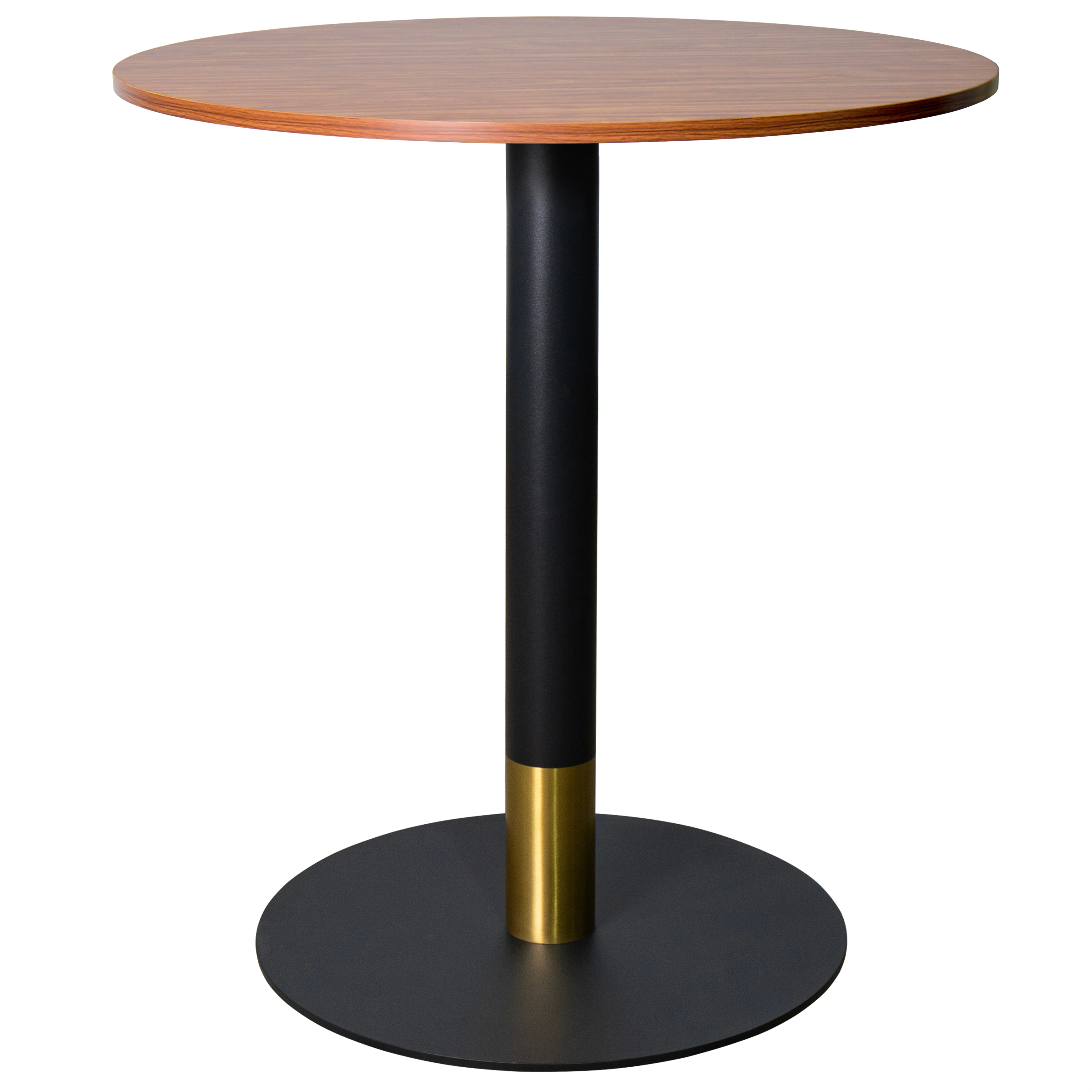 Vail Collection Dining Table Black/Gold Base With 27" Round Cognac Brown MDF Top