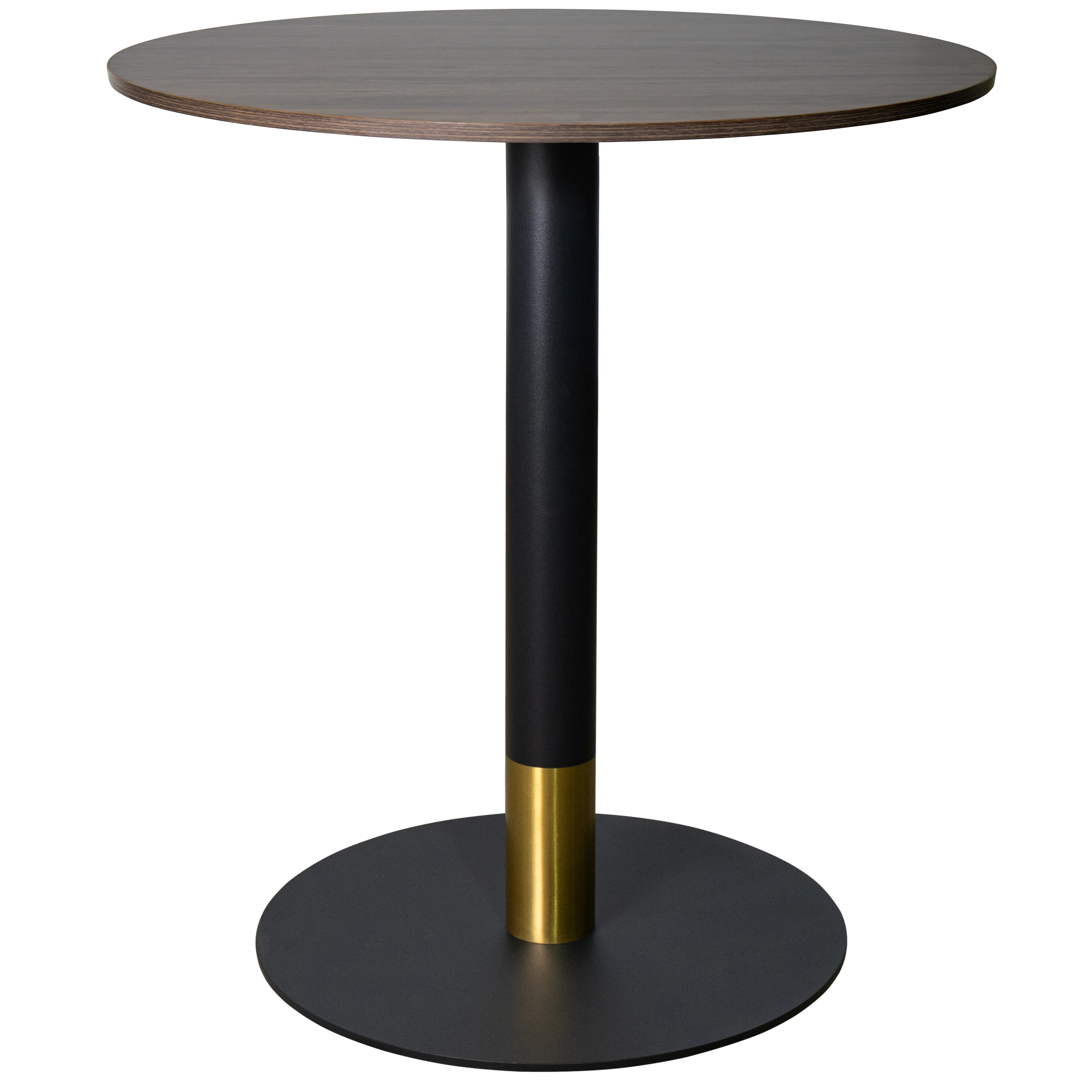 Vail Collection Dining Table Black/Gold Base With 27" Round Dark  Brown MDF Top