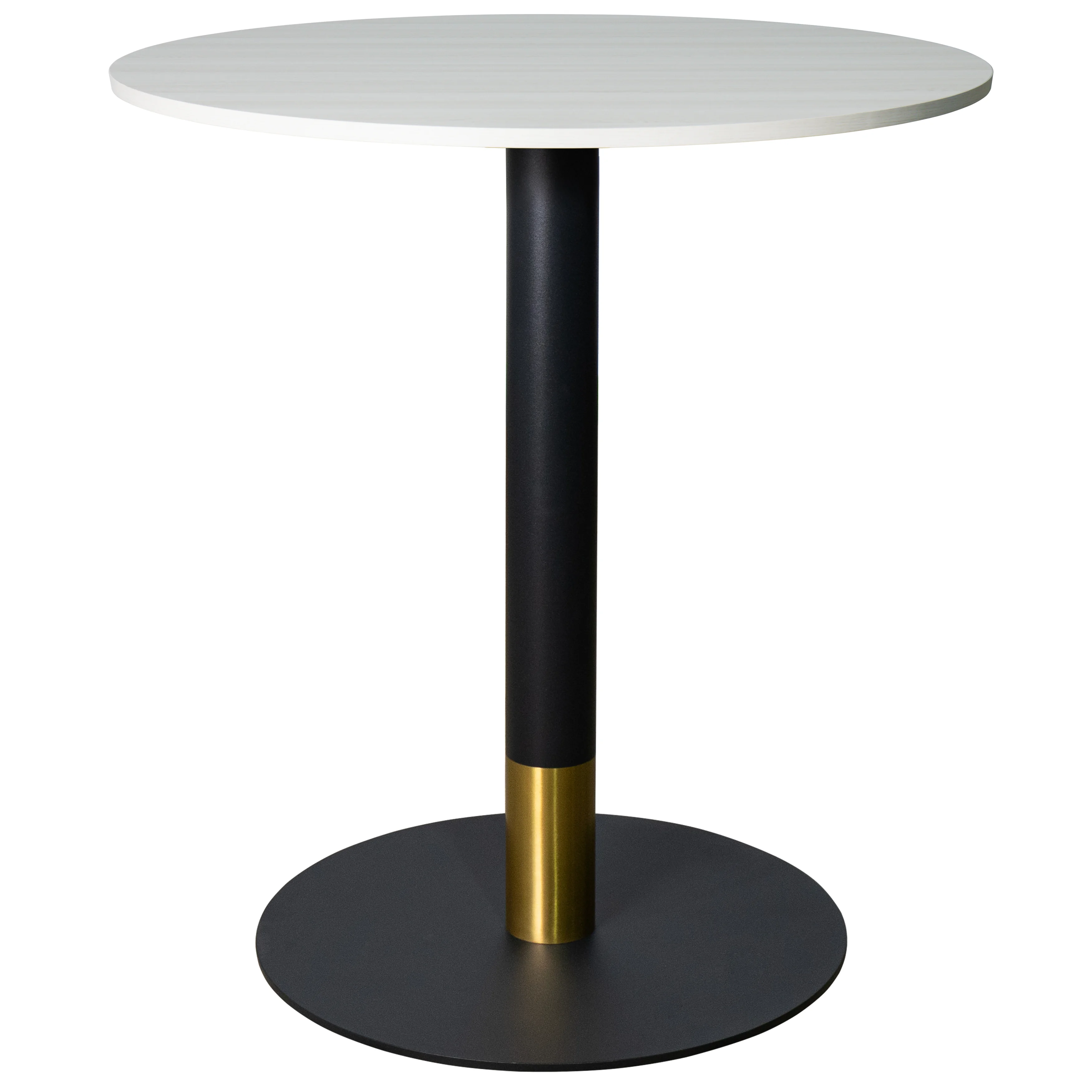 Vail Collection Dining Table Black/Gold Base With 27" Round Light Wood  Brown MDF Top