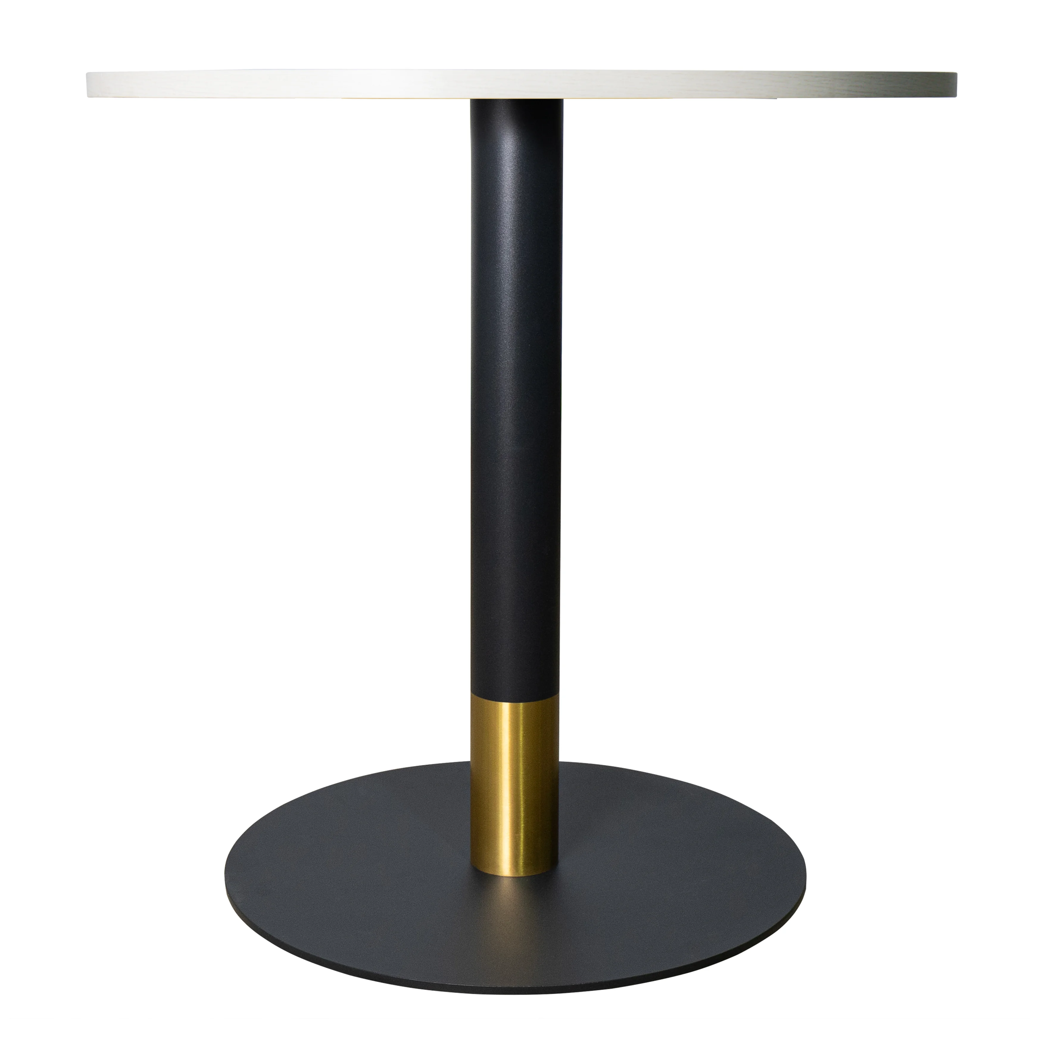 Vail Collection Dining Table Black/Gold Base With 27" Round Light Wood  Brown MDF Top