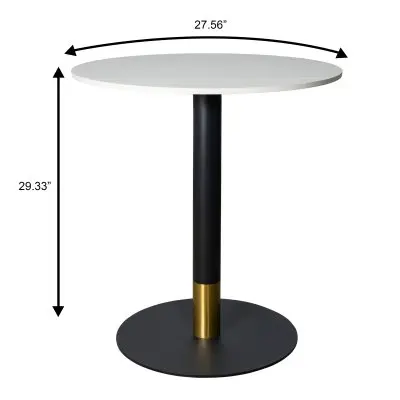 Vail Collection Dining Table Black/Gold Base With 27" Round Light Wood  Brown MDF Top