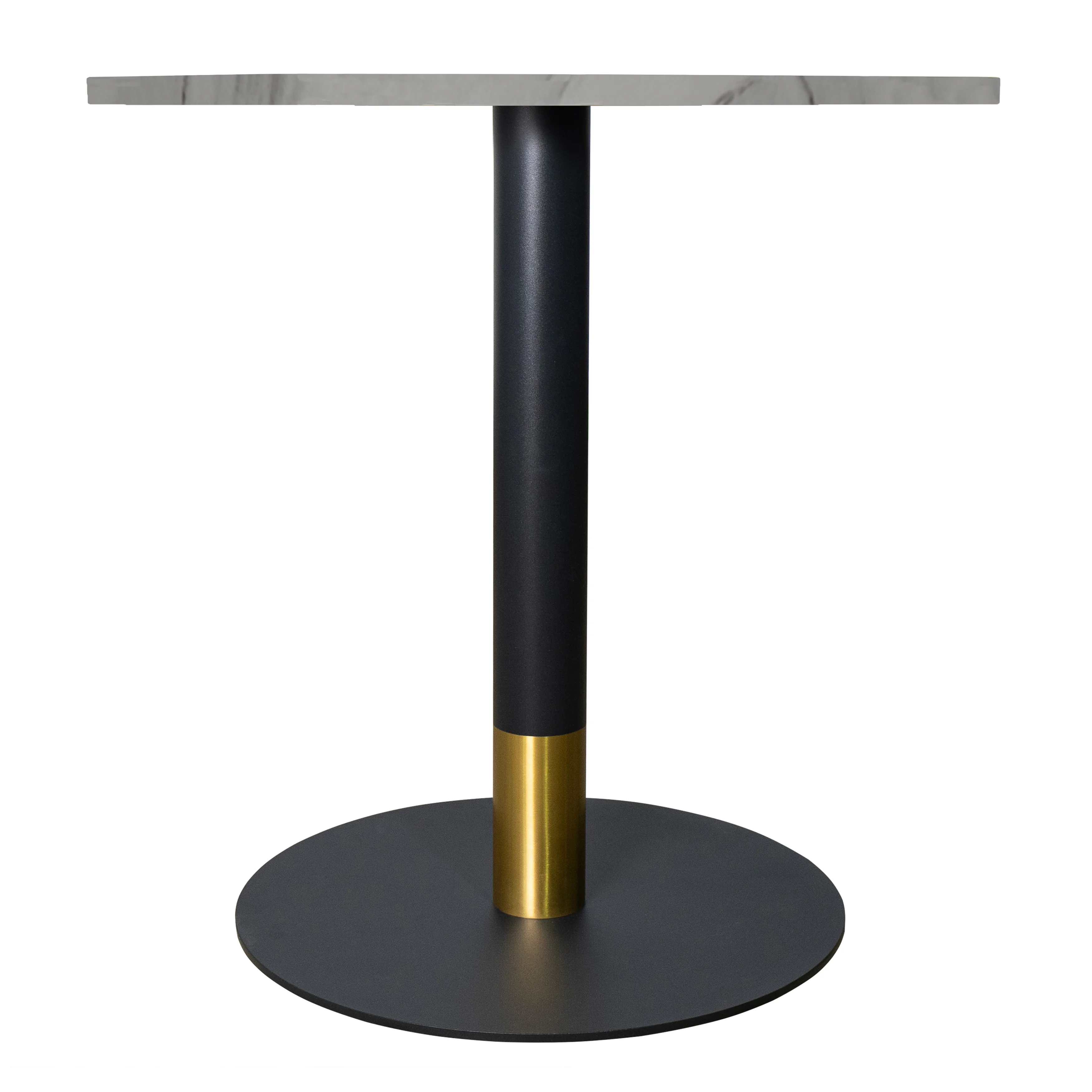 Vail Collection Dining Table Black/Gold Base With 27" Round White Stone Top