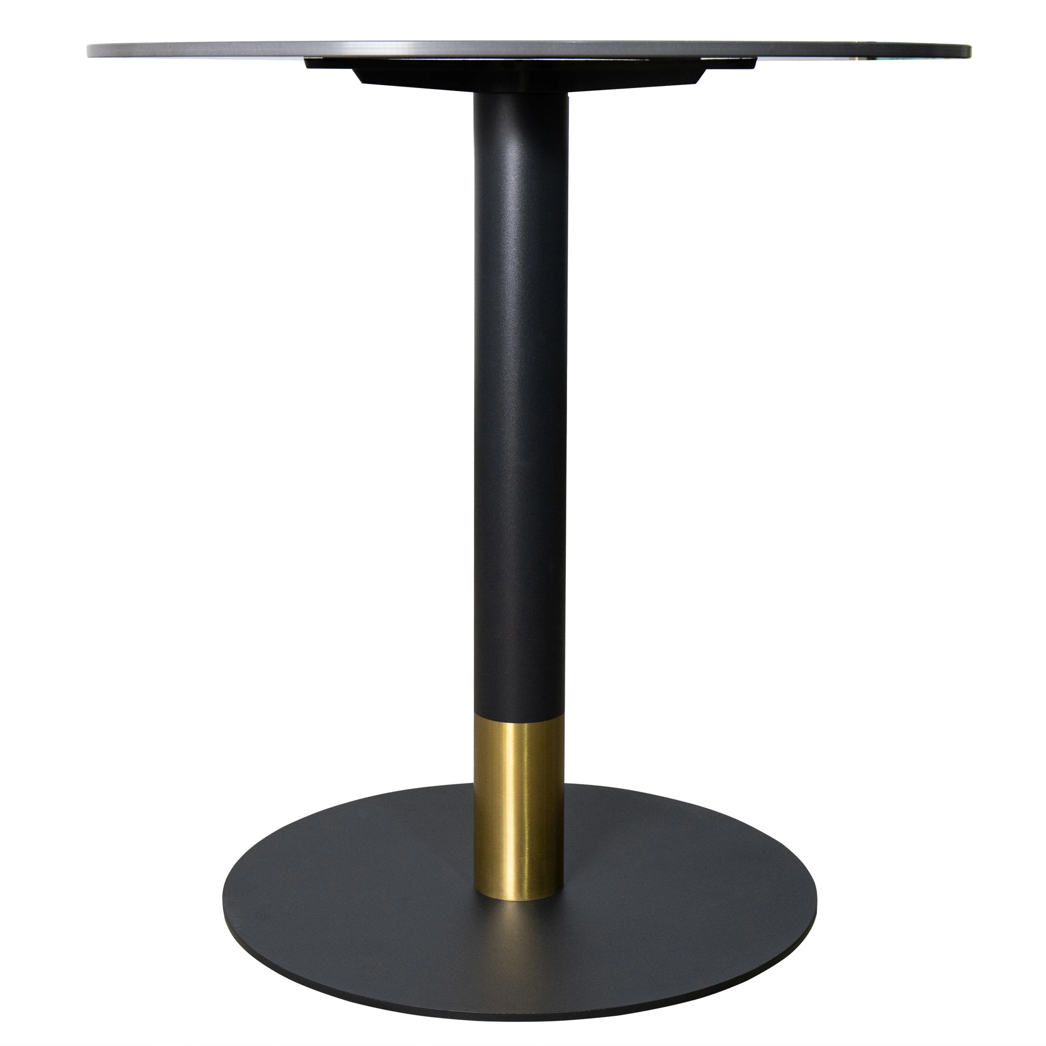 Vail Collection Dining Table Black/Gold Base With 36" Round BLack Stone  Top