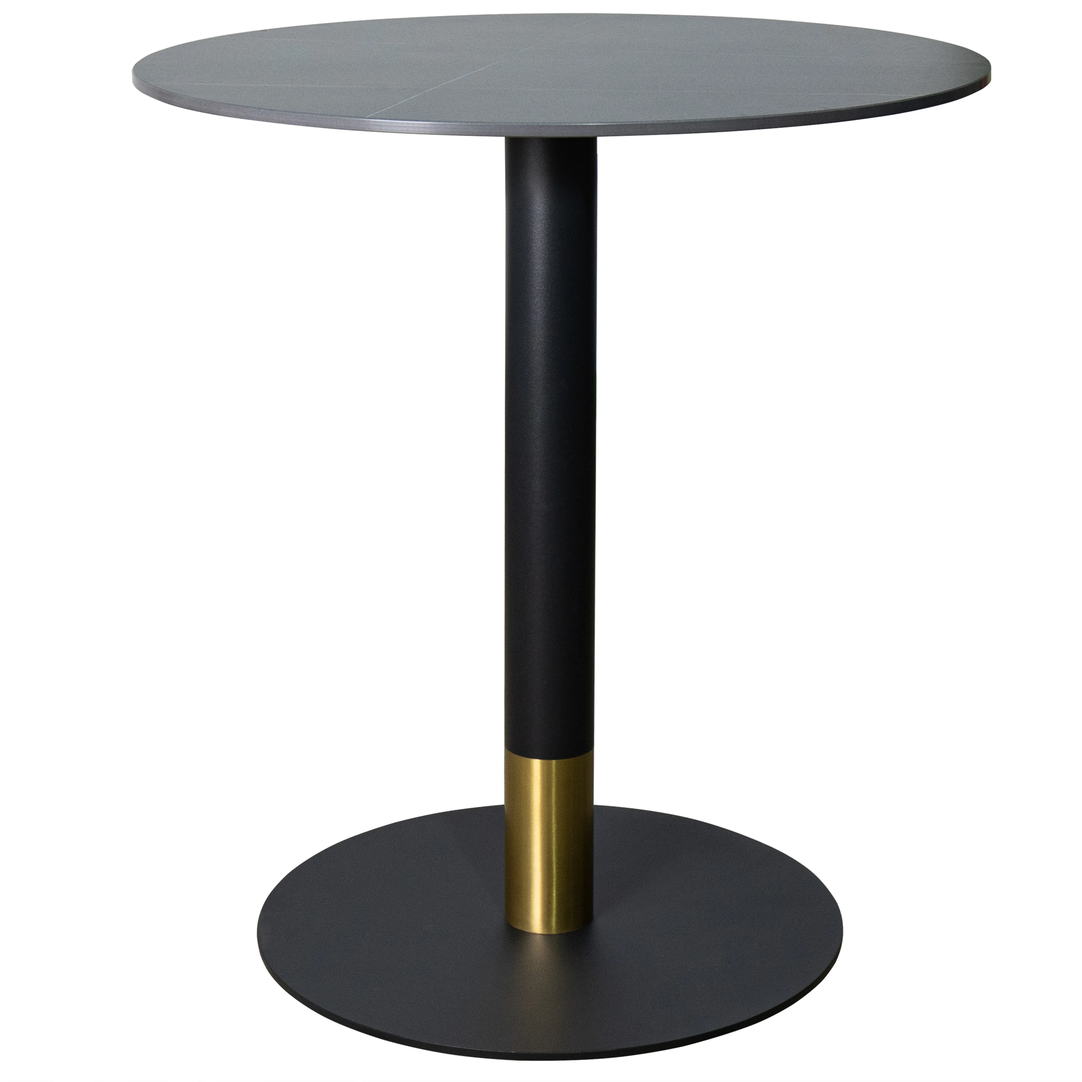 Vail Collection Dining Table Black/Gold Base With 36" Round BLack Stone  Top
