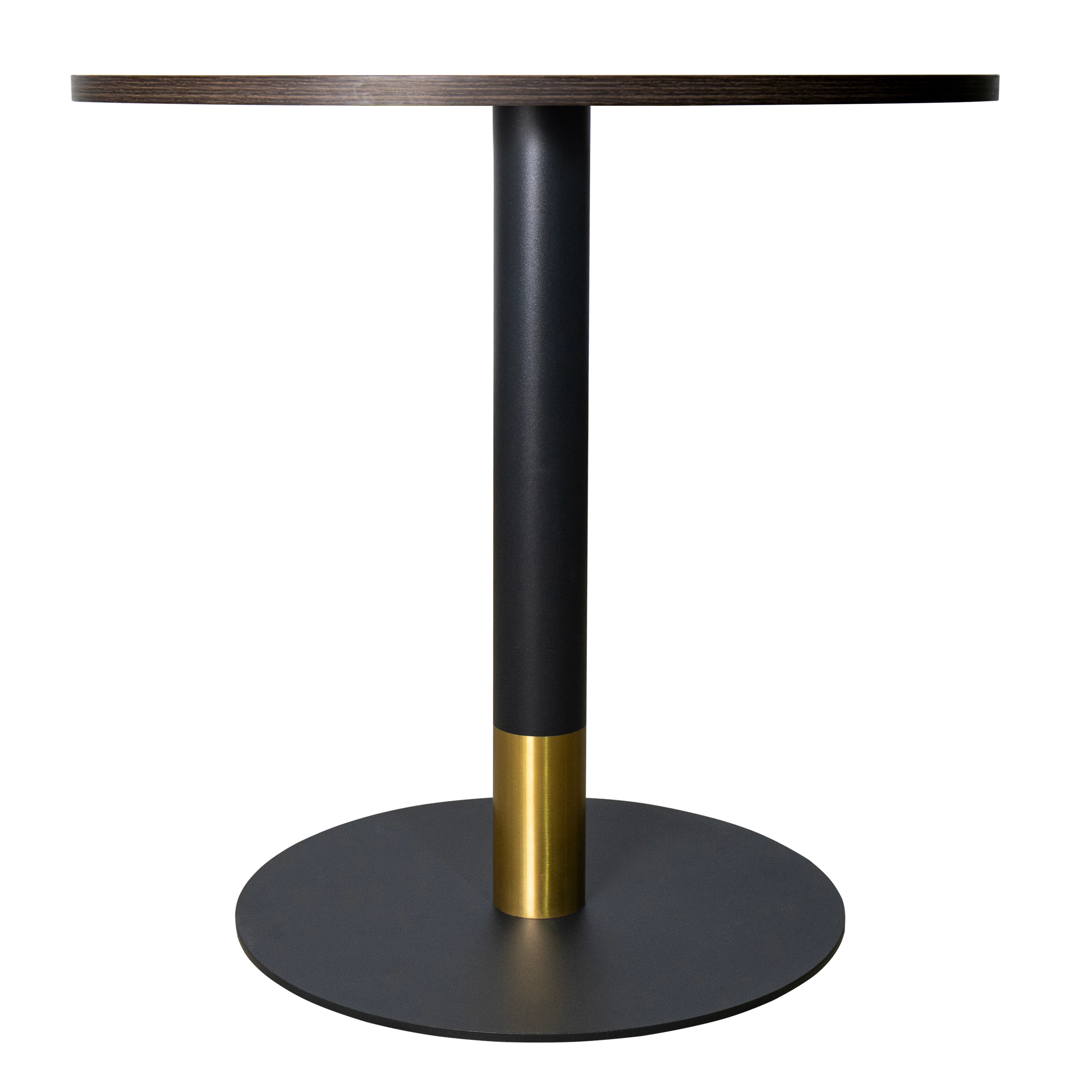 Vail Collection Dining Table Black/Gold Base With 36" Round Dark  Brown MDF Top