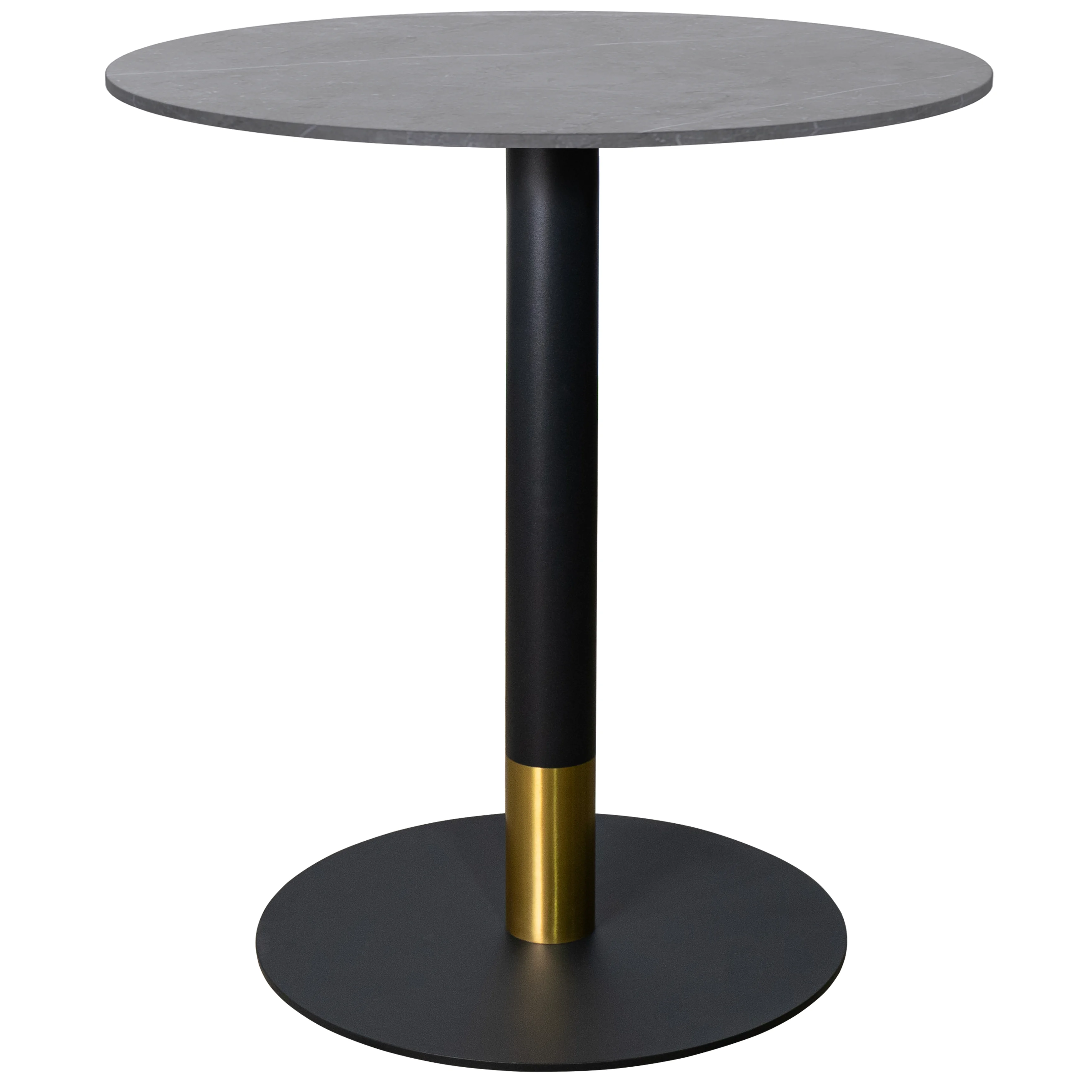 Vail Collection Dining Table Black/Gold Base With 36" Round Grey Stone  Top