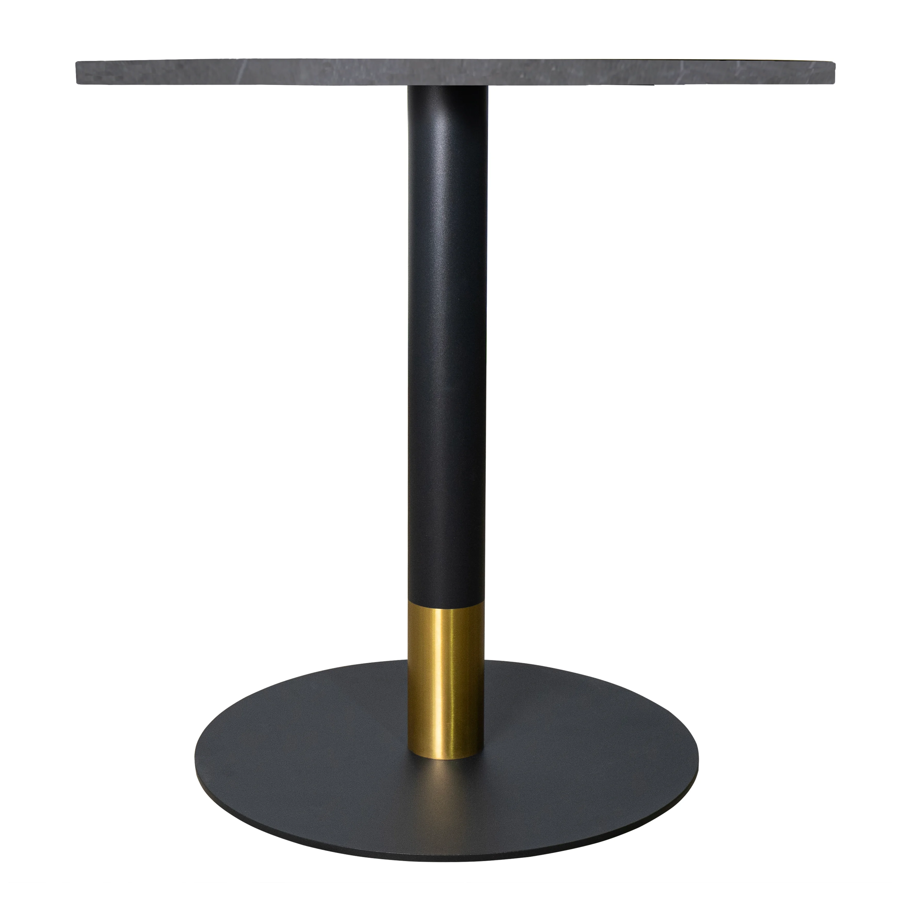 Vail Collection Dining Table Black/Gold Base With 36" Round Grey Stone  Top