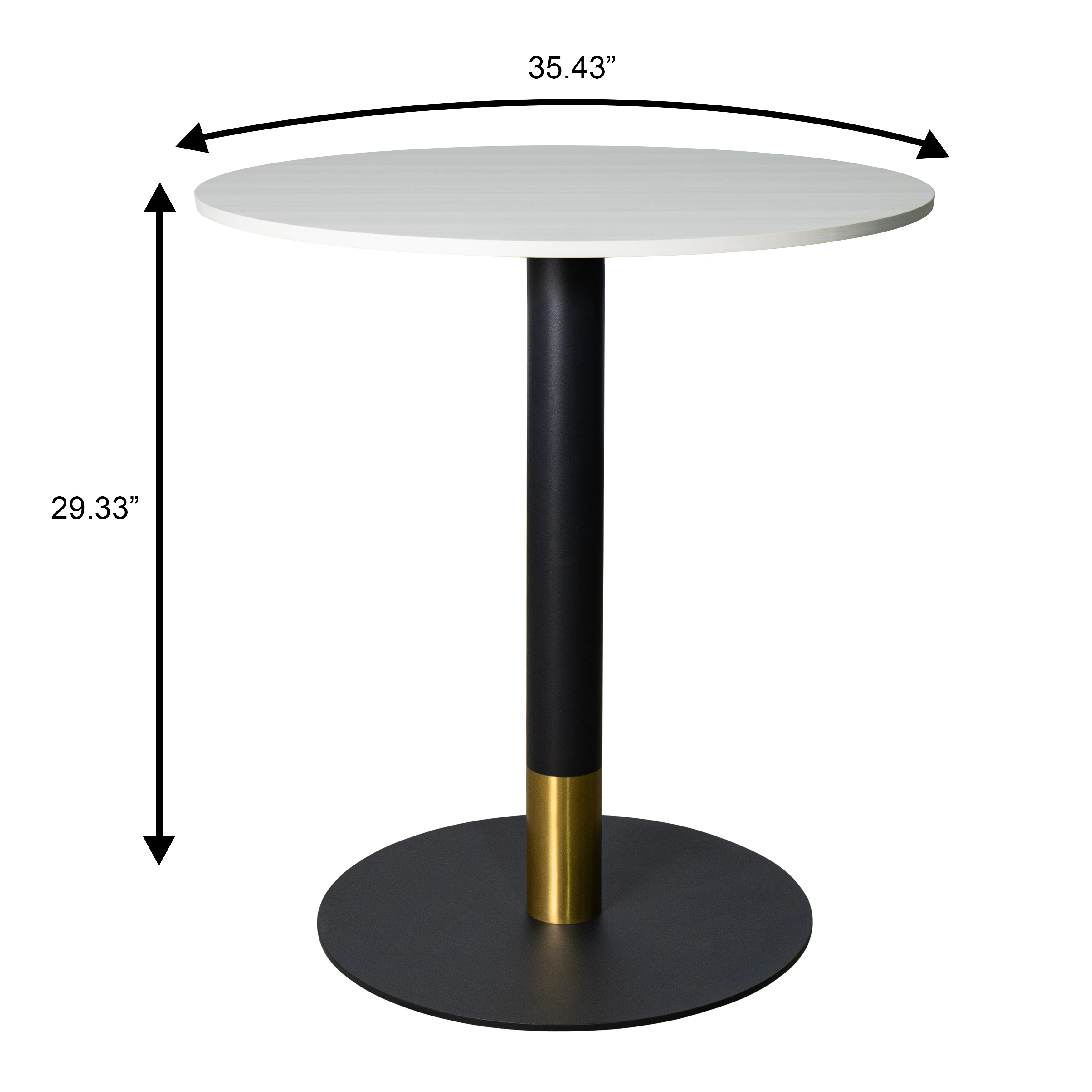 Vail Collection Dining Table Black/Gold Base With 36" Round Light Wood  Brown MDF Top