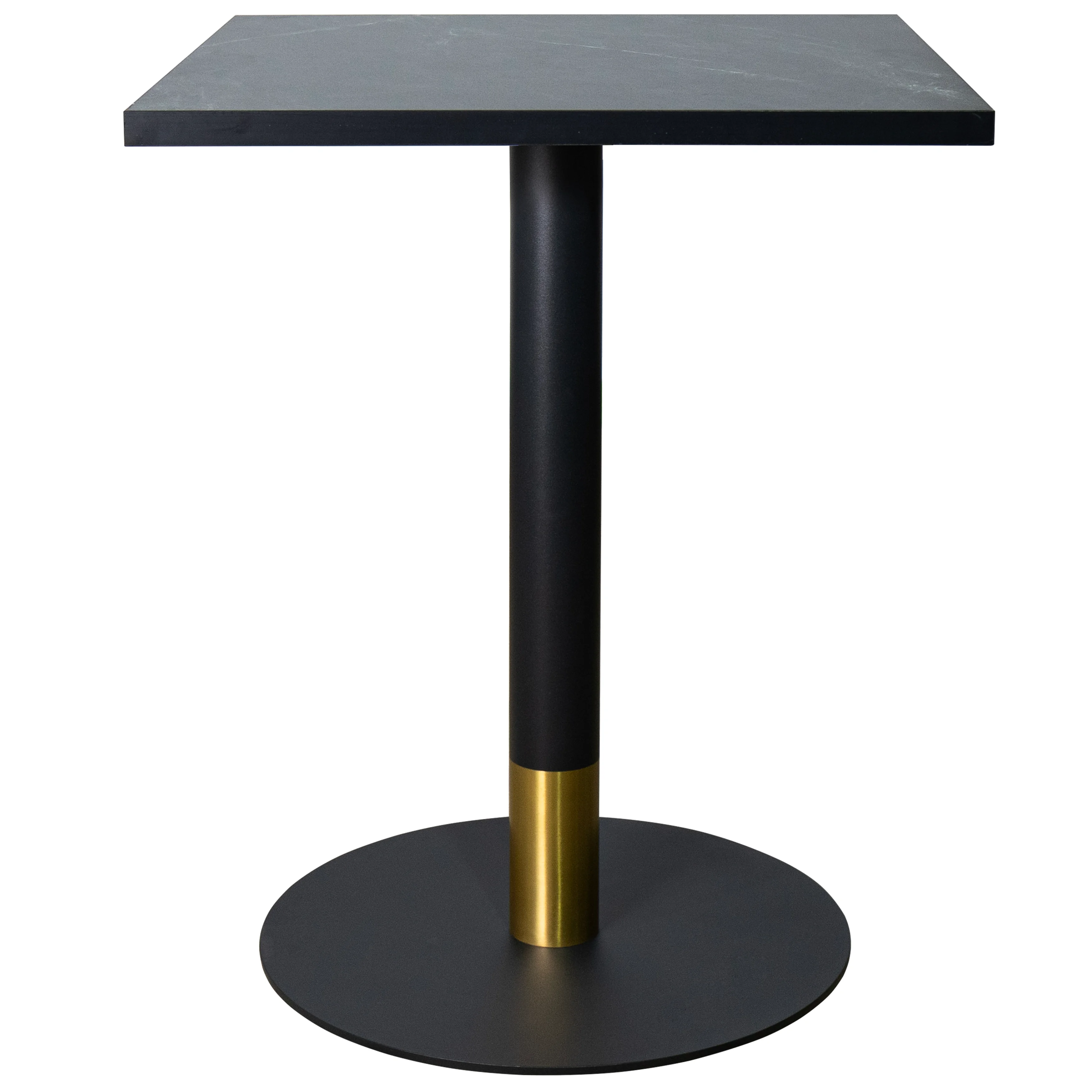 Vail Collection Dining Table Black/Gold Base With 24" Square Black MDF Top
