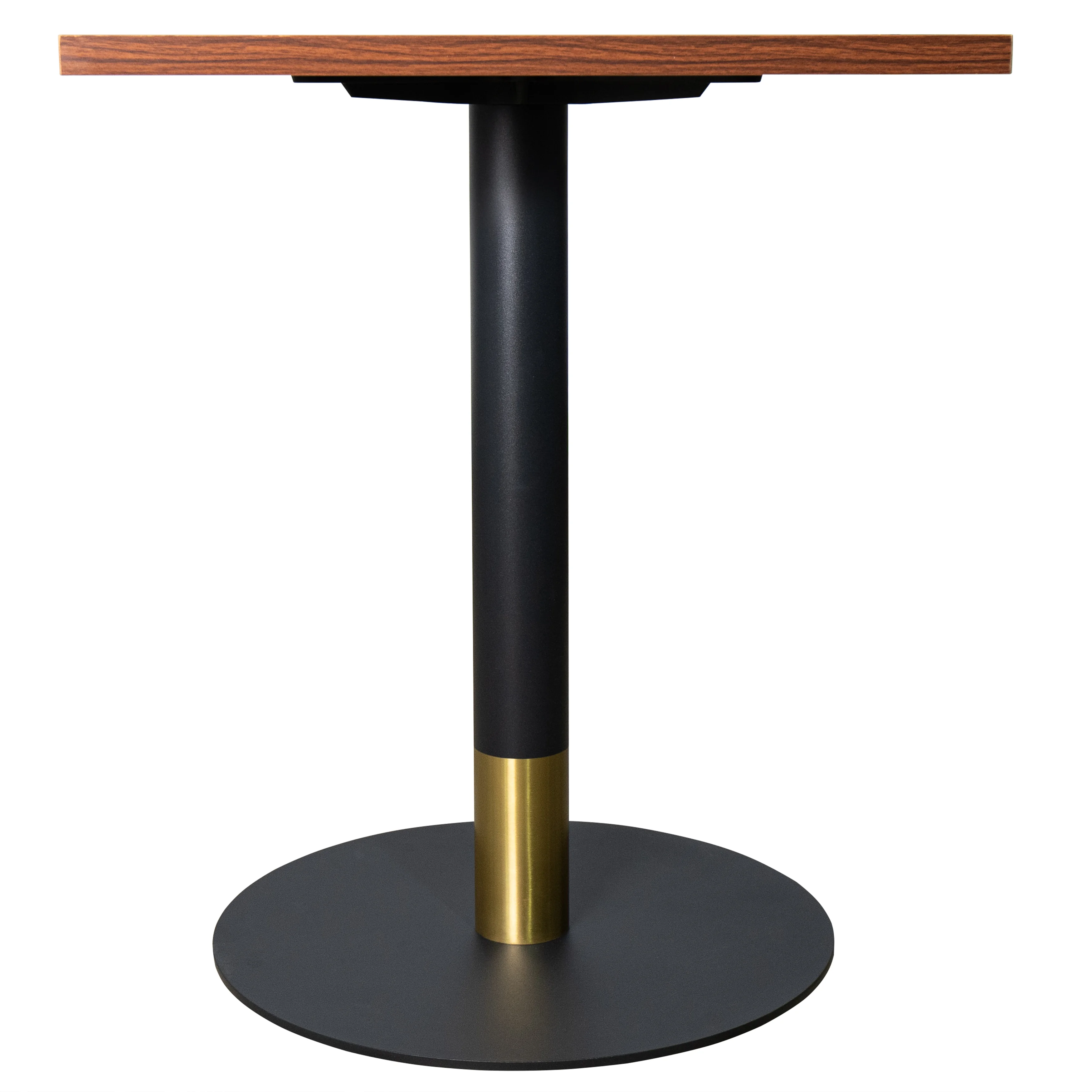 Vail Collection Dining Table Black/Gold Base With 24" Square Cognac Brown MDF Top