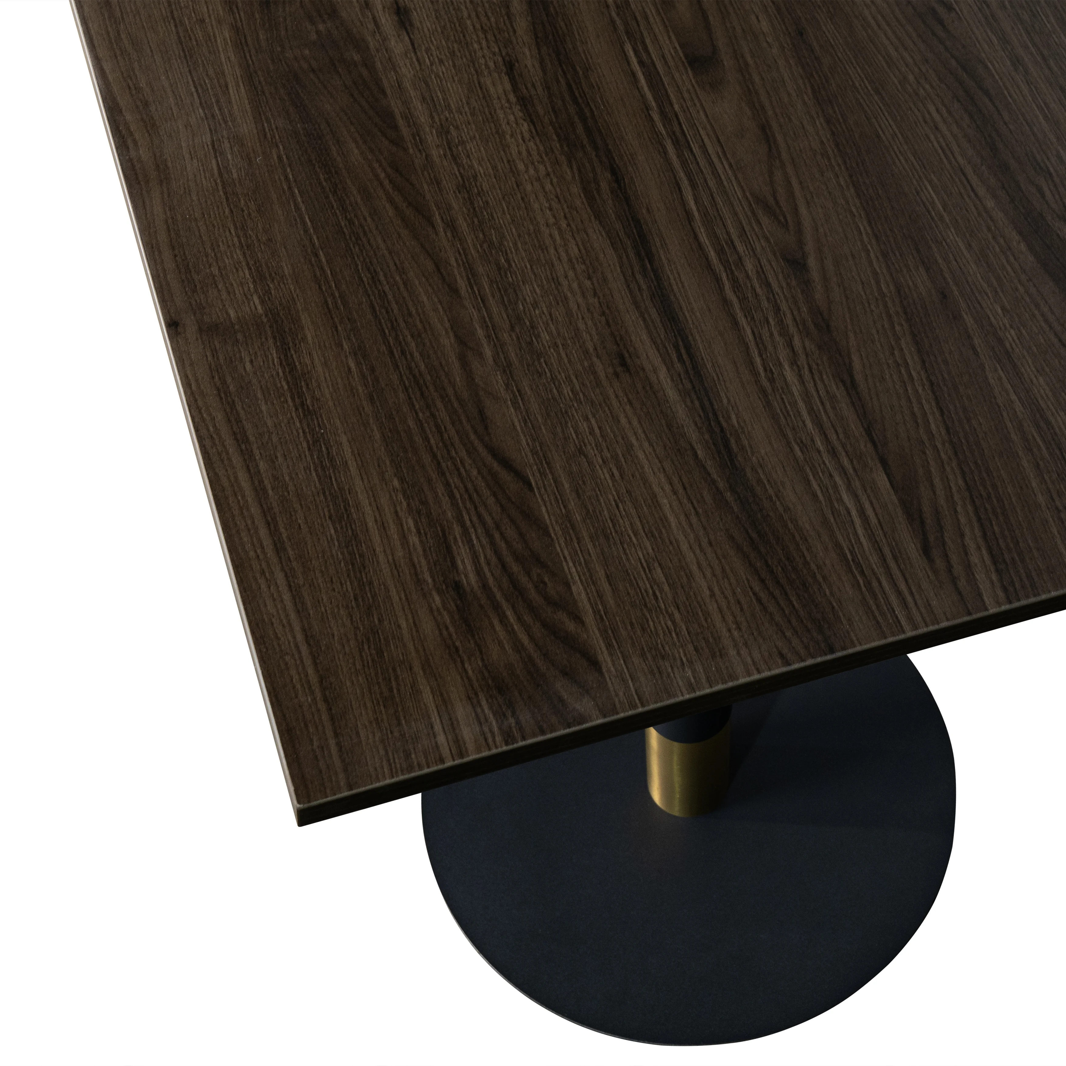 Vail Collection Dining Table Black/Gold Base With 24" Square Dark  Brown MDF Top