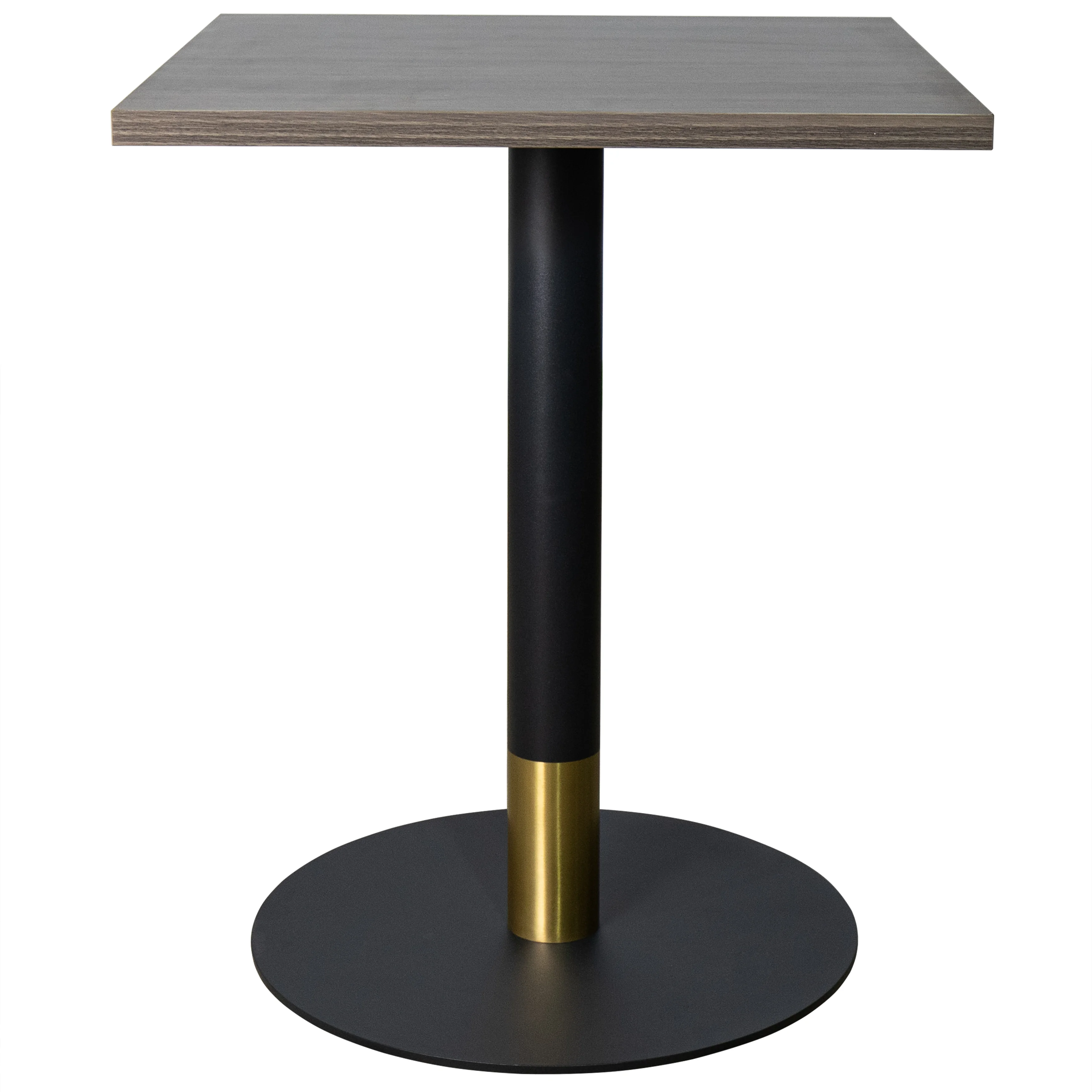 Vail Collection Dining Table Black/Gold Base With 24" Square Dark  Brown MDF Top