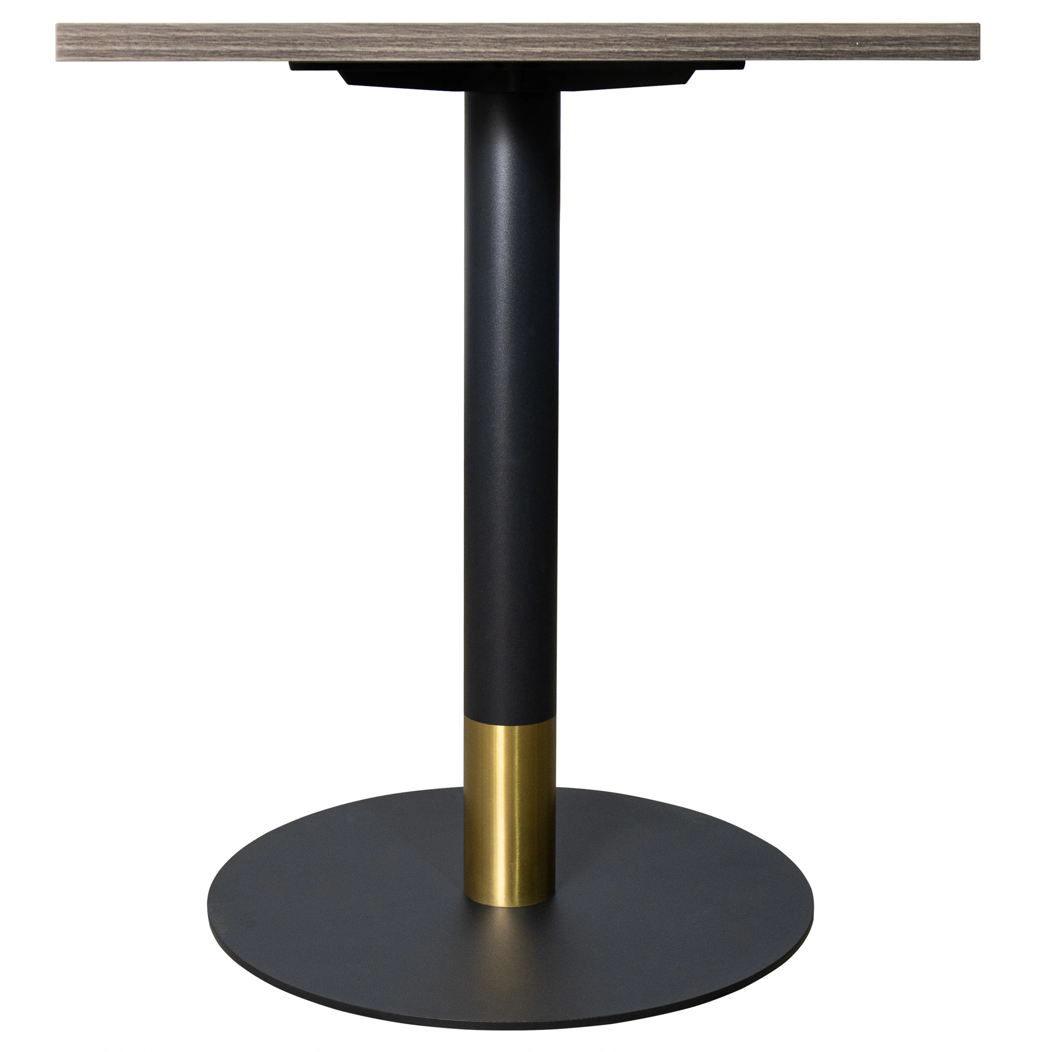 Vail Collection Dining Table Black/Gold Base With 24" Square Dark  Brown MDF Top
