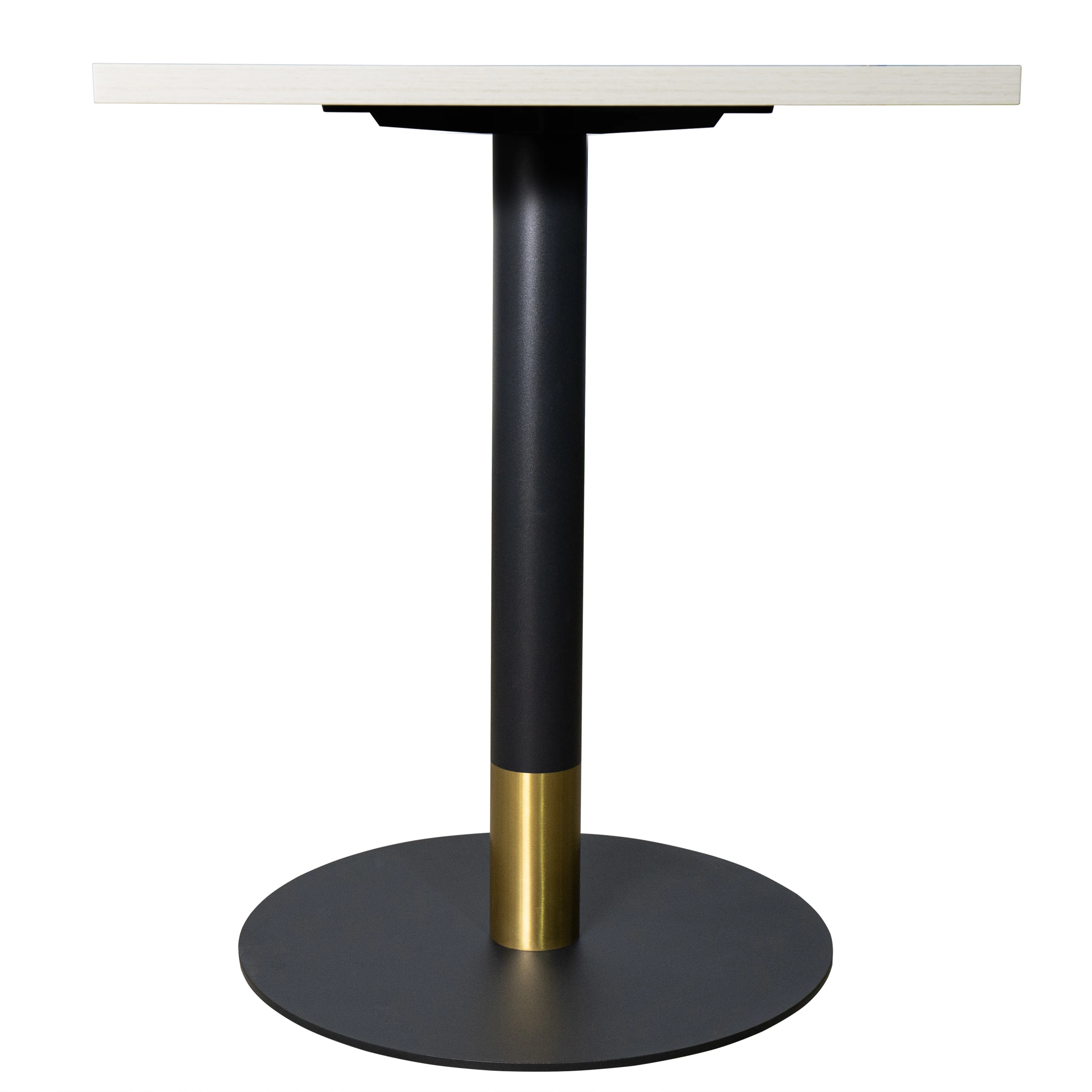 Vail Collection Dining Table Black/Gold Base With 24" Square Light Wood  Brown MDF Top