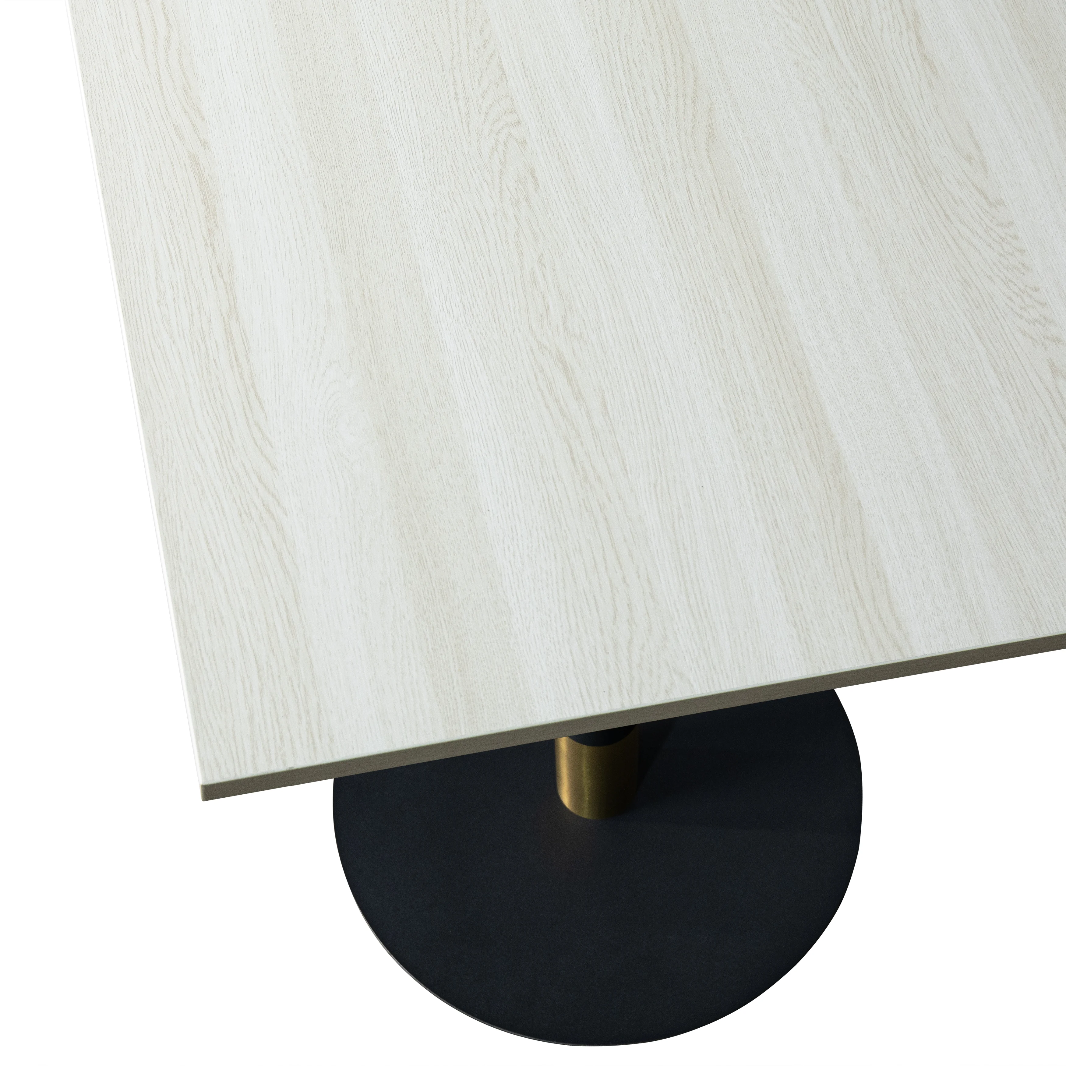 Vail Collection Dining Table Black/Gold Base With 24" Square Light Wood  Brown MDF Top