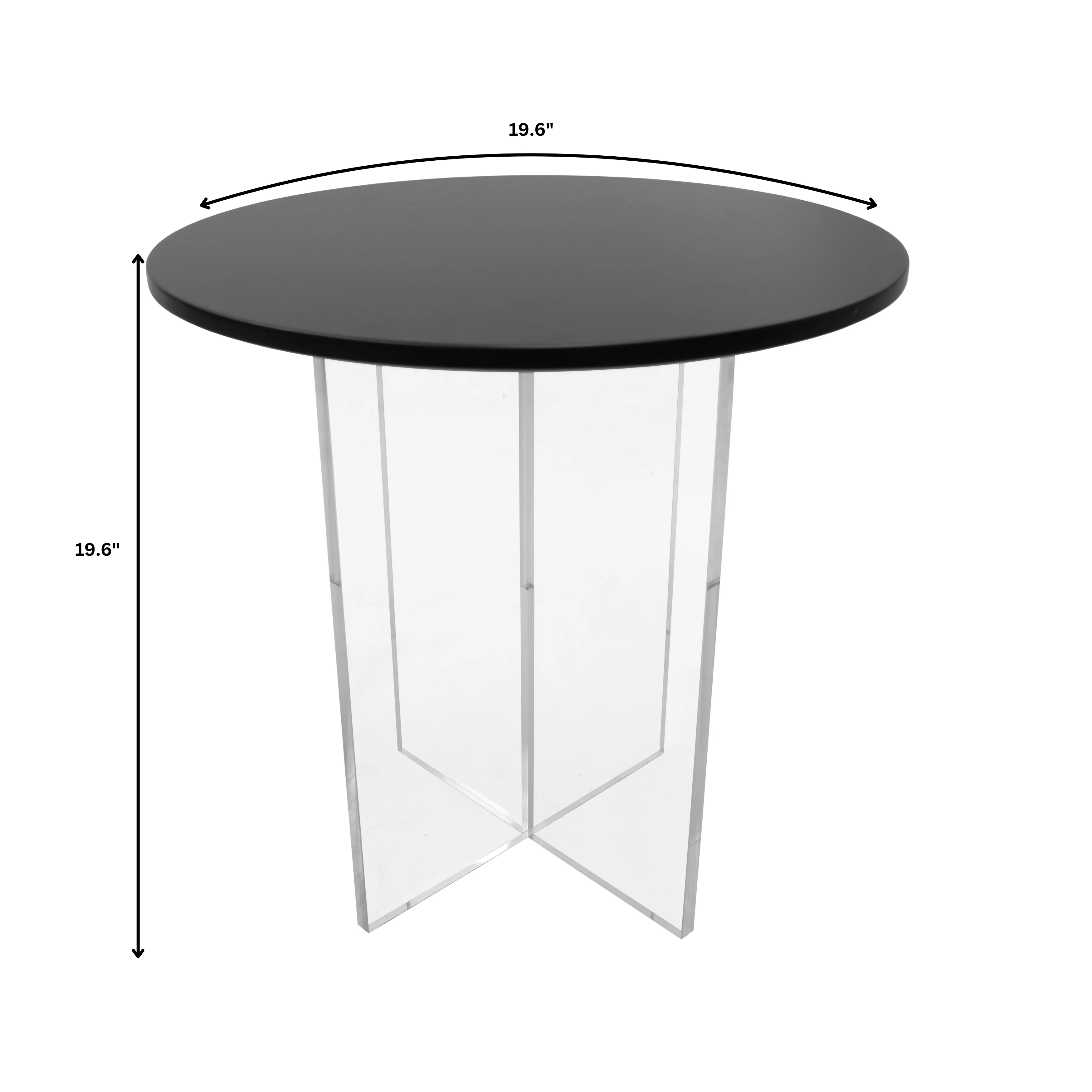 Valore Collection 20" Acrylic Side Table With Black Top
