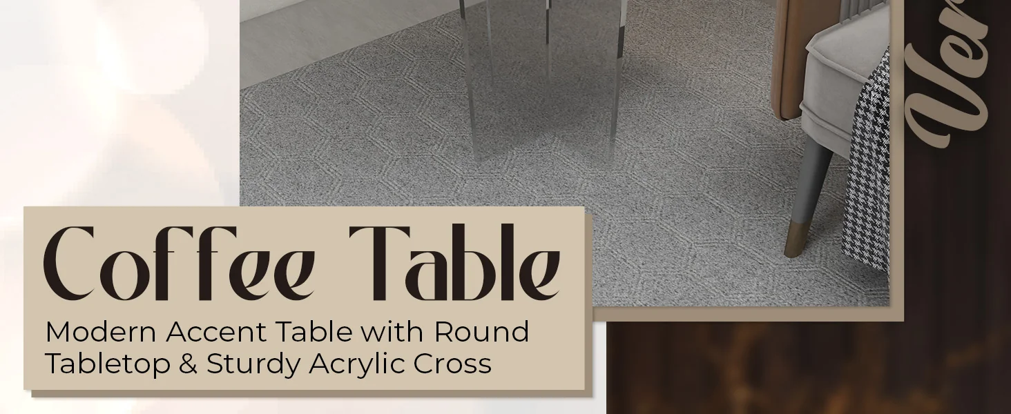 Valore Collection Acrylic Coffee Table With Black Top