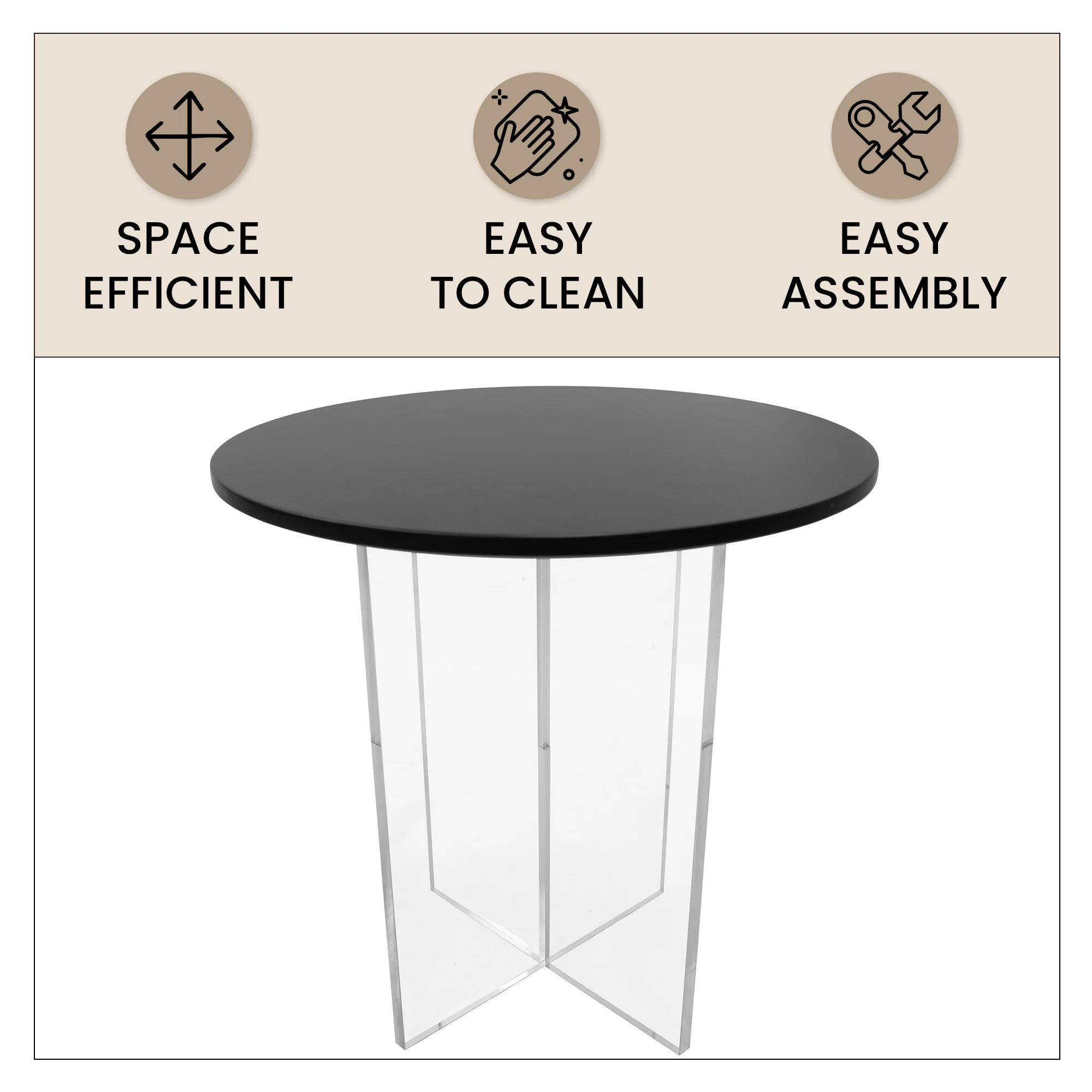 Valore Collection Acrylic Coffee Table With Black Top