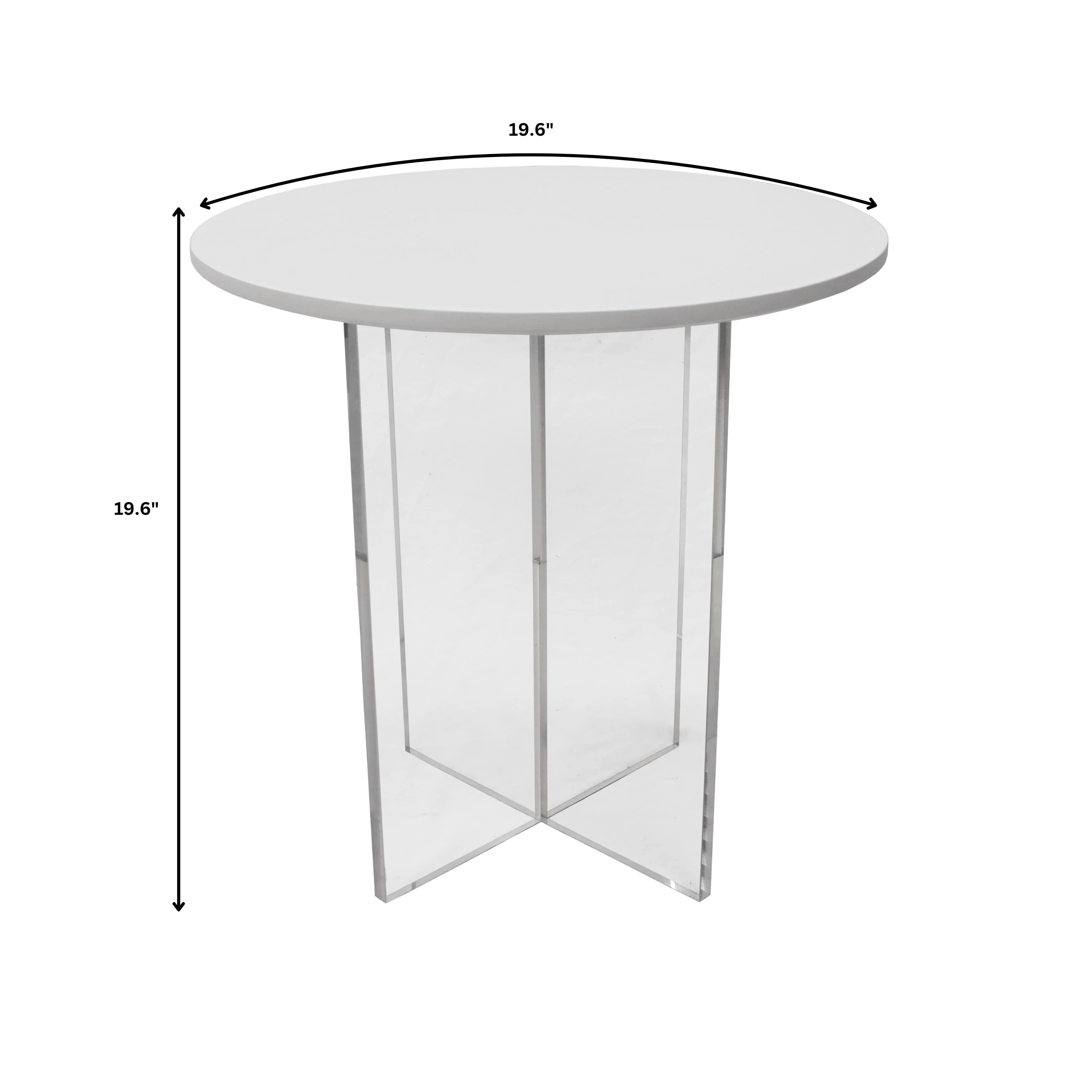 Valore Collection 20" Acrylic Side Table With White Top