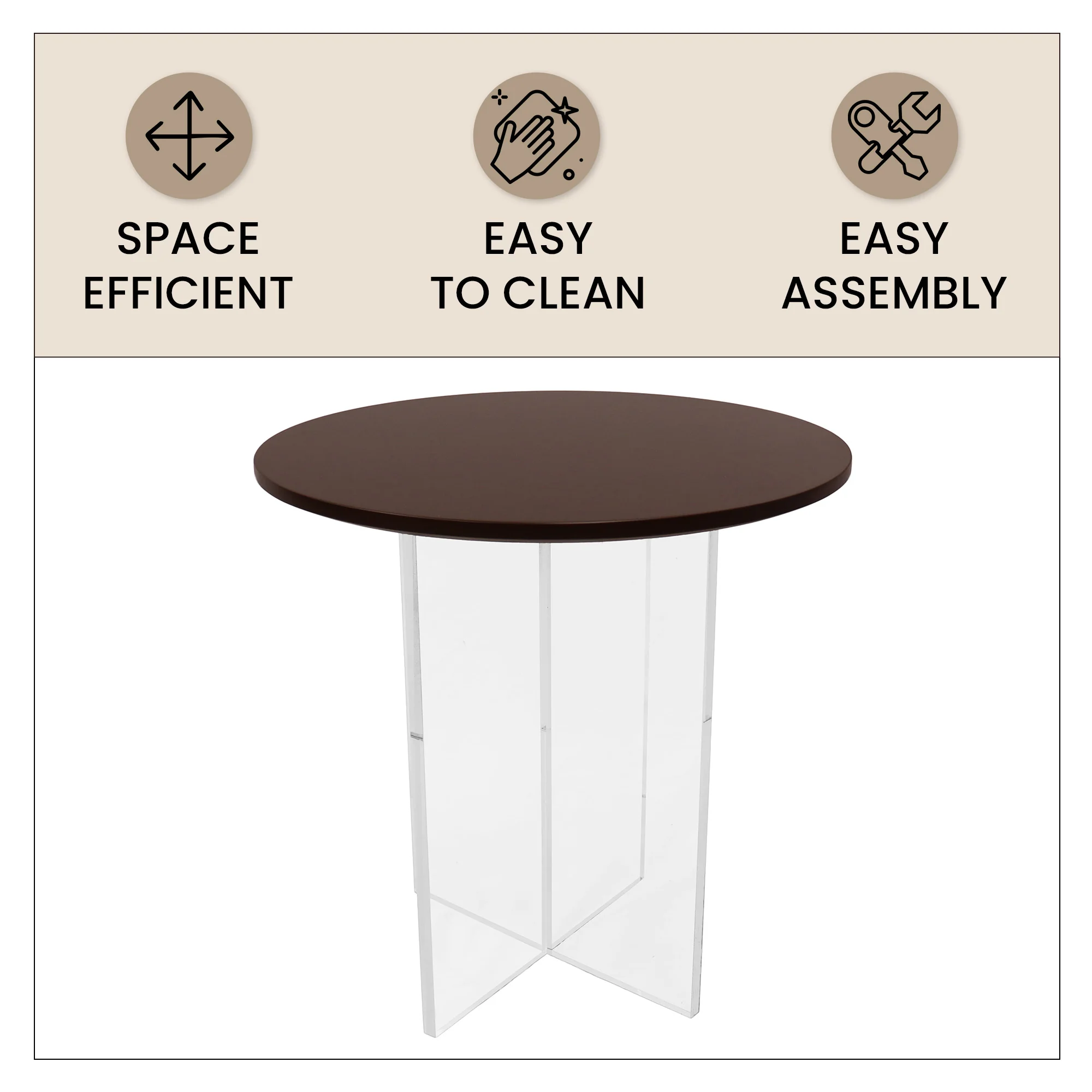 Valore Collection Acrylic Coffee Table With Walnut Top