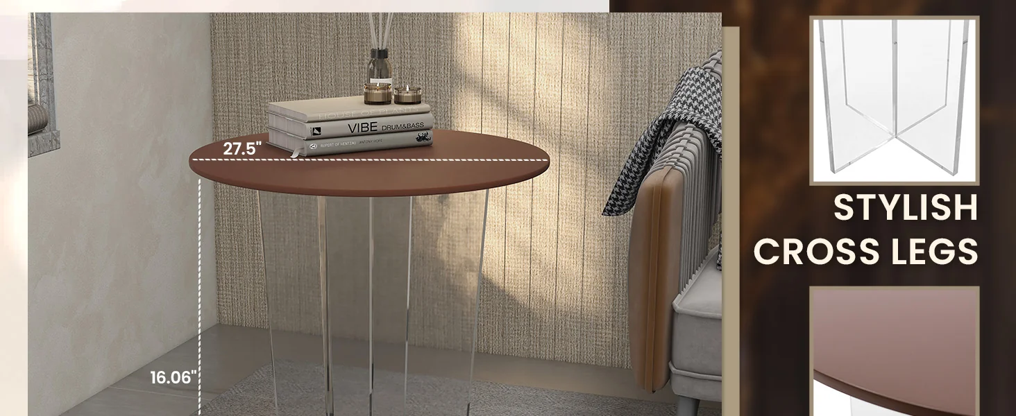 Valore Collection Acrylic Coffee Table With Walnut Top