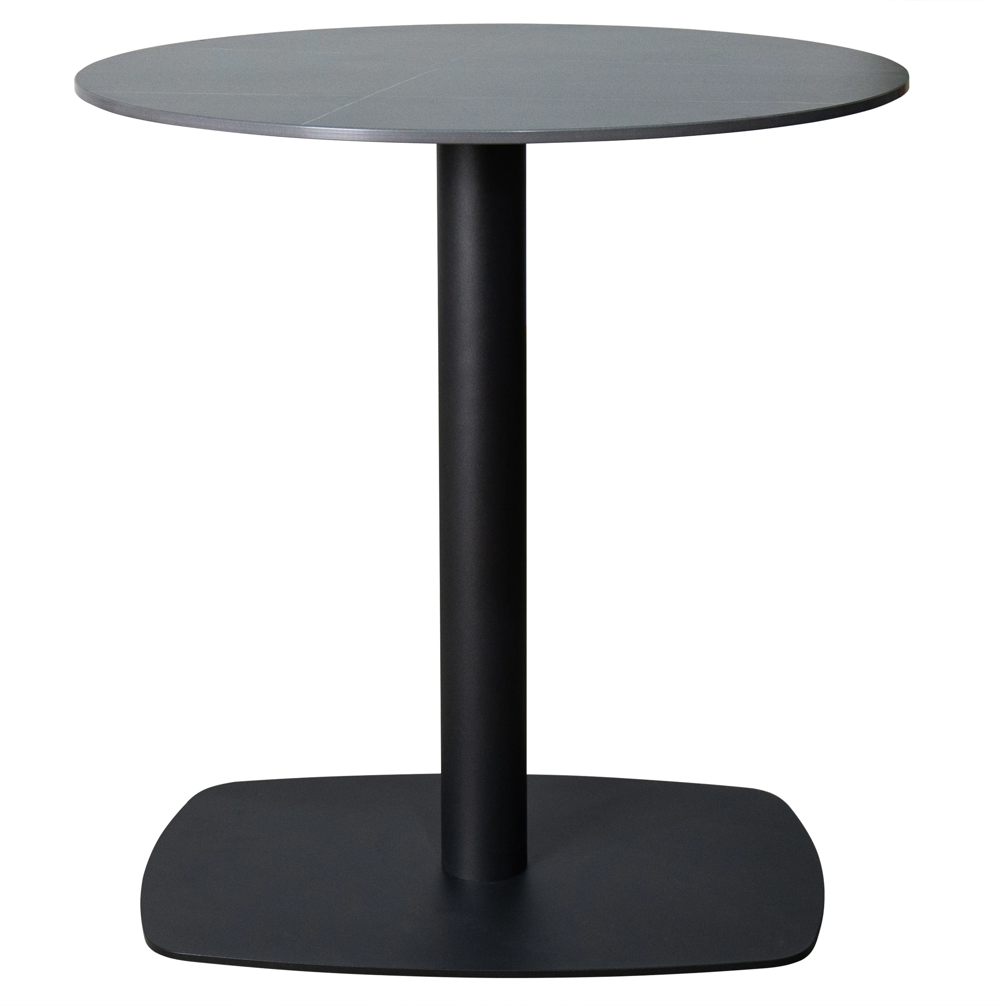 Vail Collection Dining Table Black Rectangle Base With 27" Round Black Stone Top