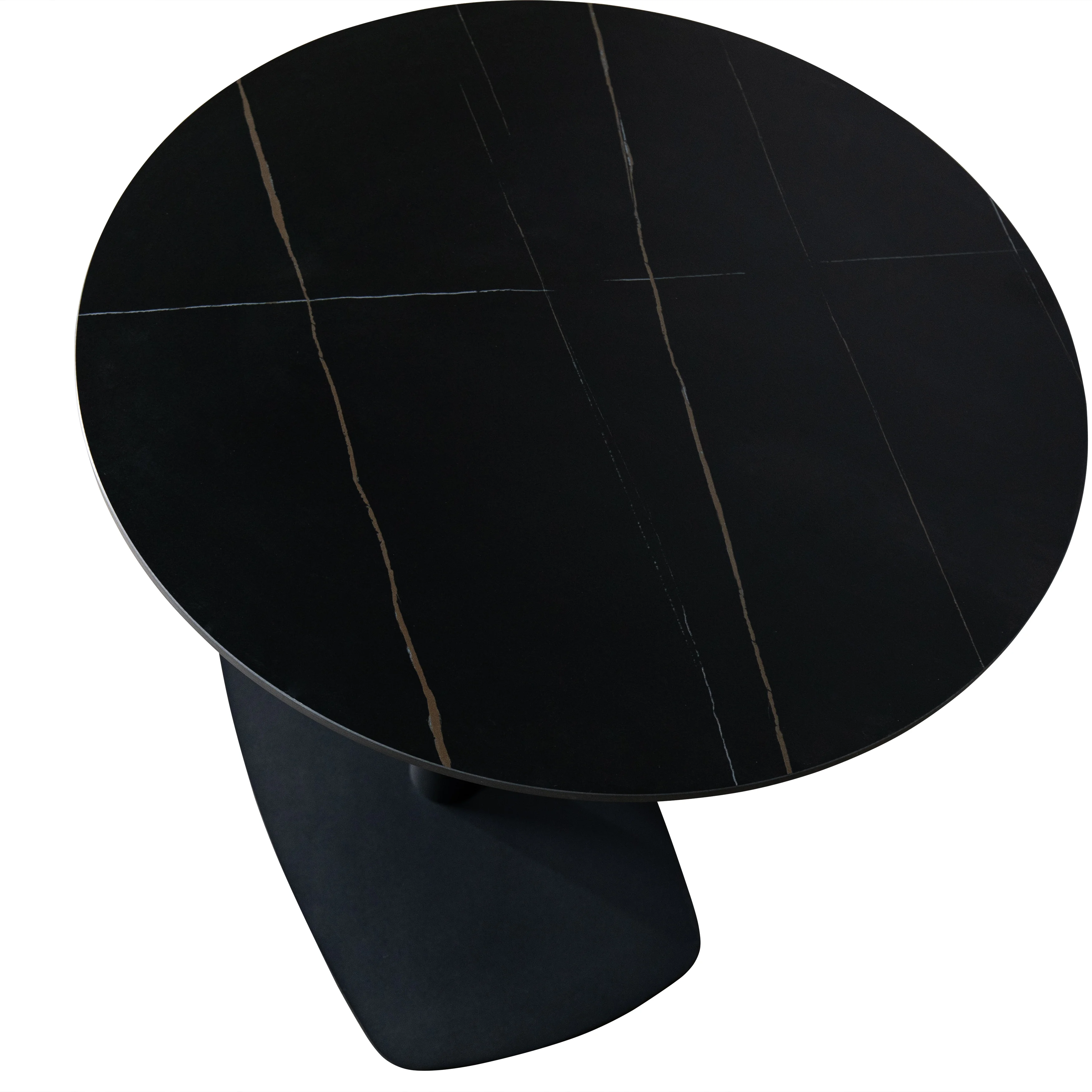 Vail Collection Dining Table Black Rectangle Base With 27" Round Black Stone Top