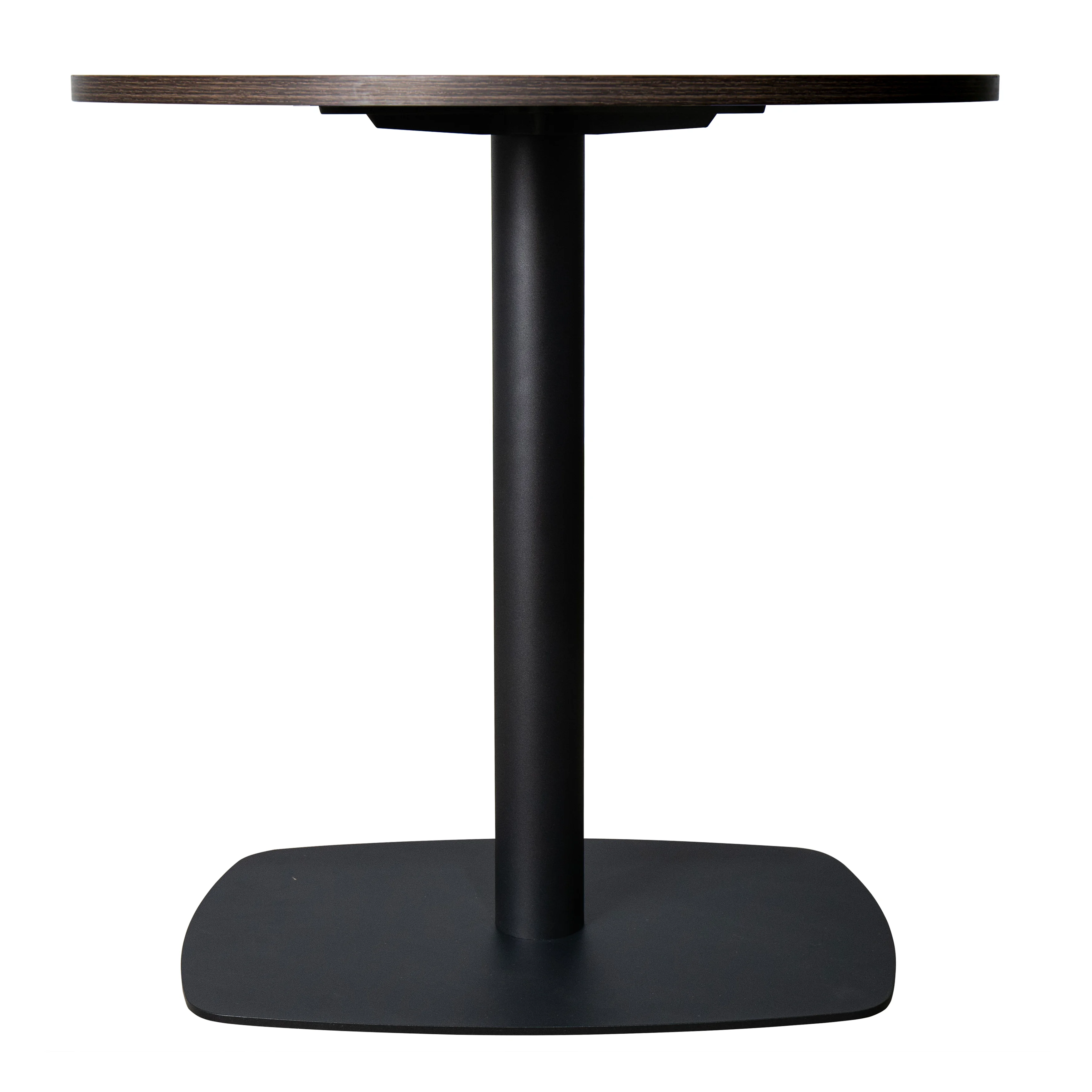 Vail Collection Dining Table Black Rectangle Base With 27" Round Dark  Brown MDF Top