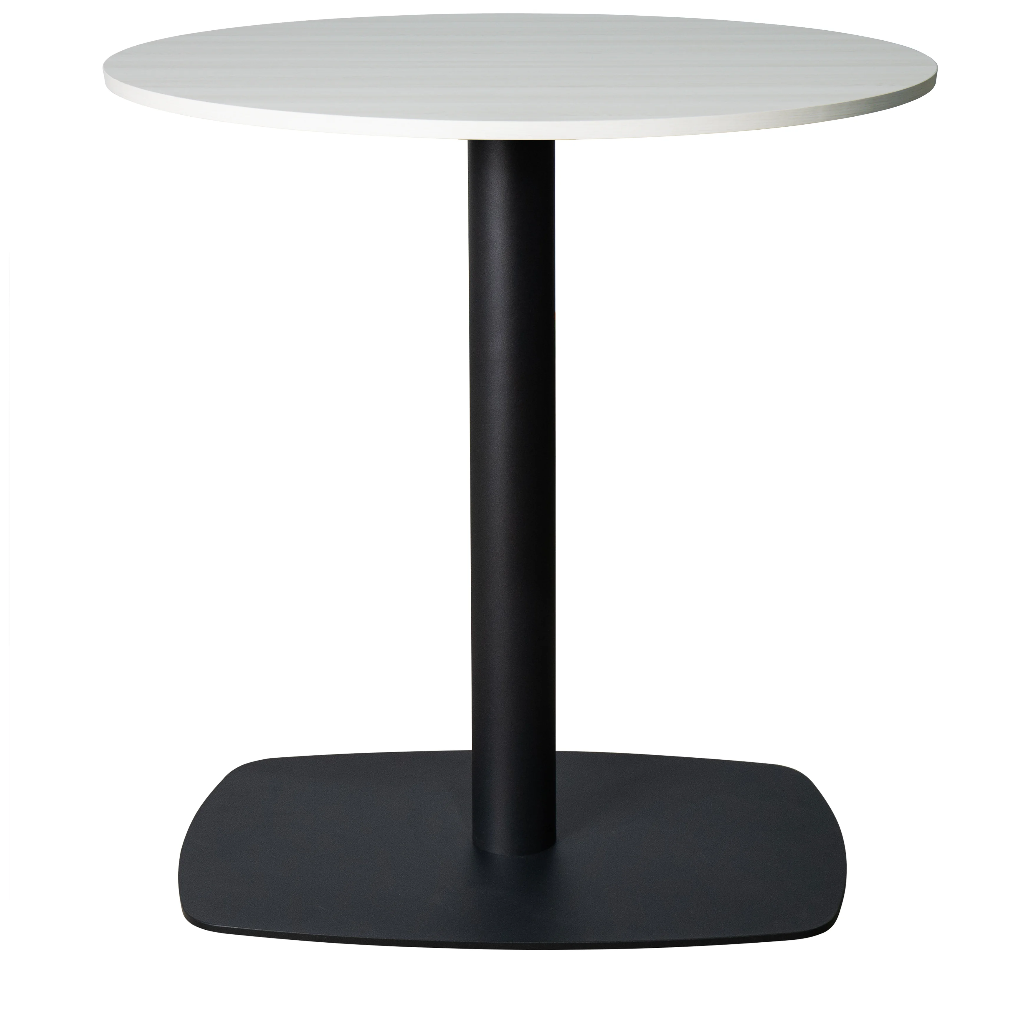 Vail Collection Dining Table Black Rectangle Base With 27" Round Light Wood  Brown MDF Top