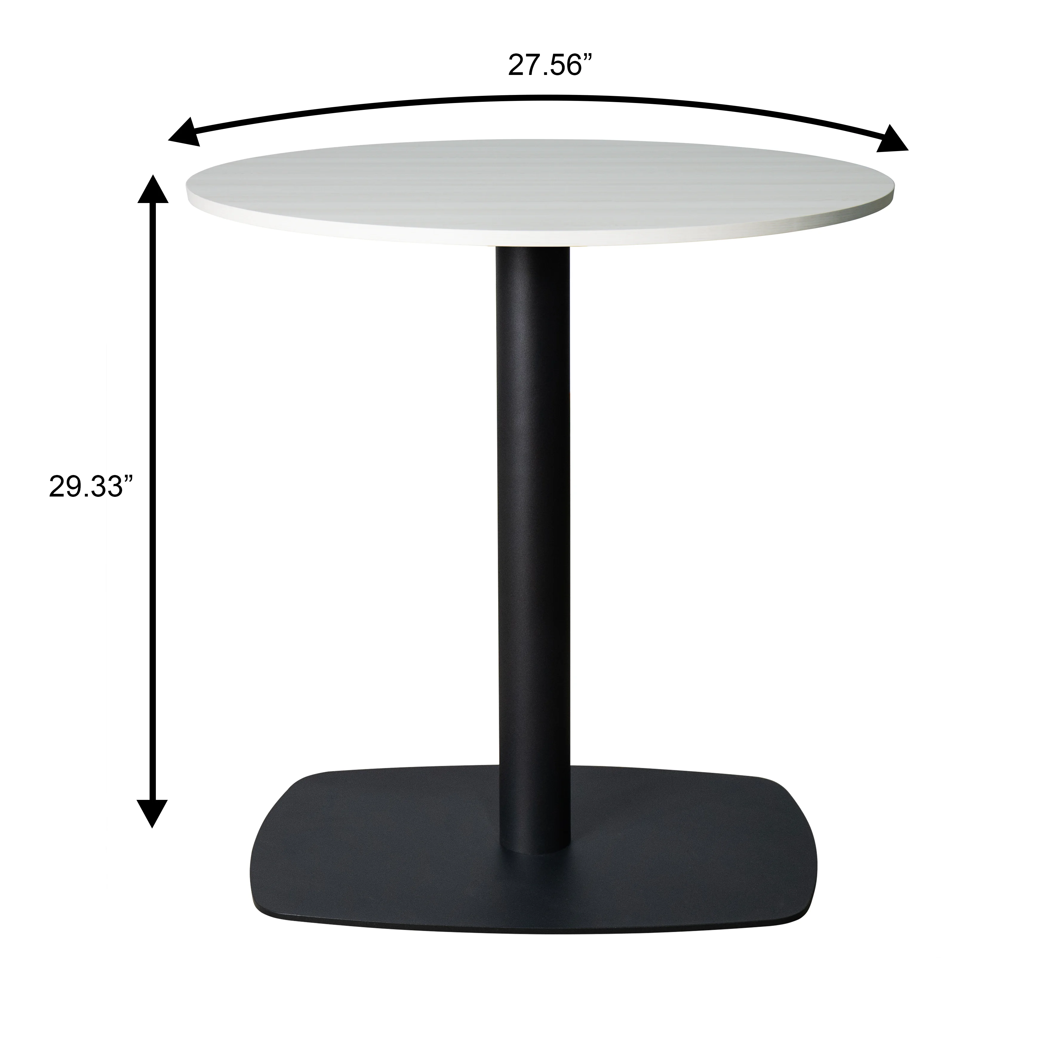 Vail Collection Dining Table Black Rectangle Base With 27" Round Light Wood  Brown MDF Top