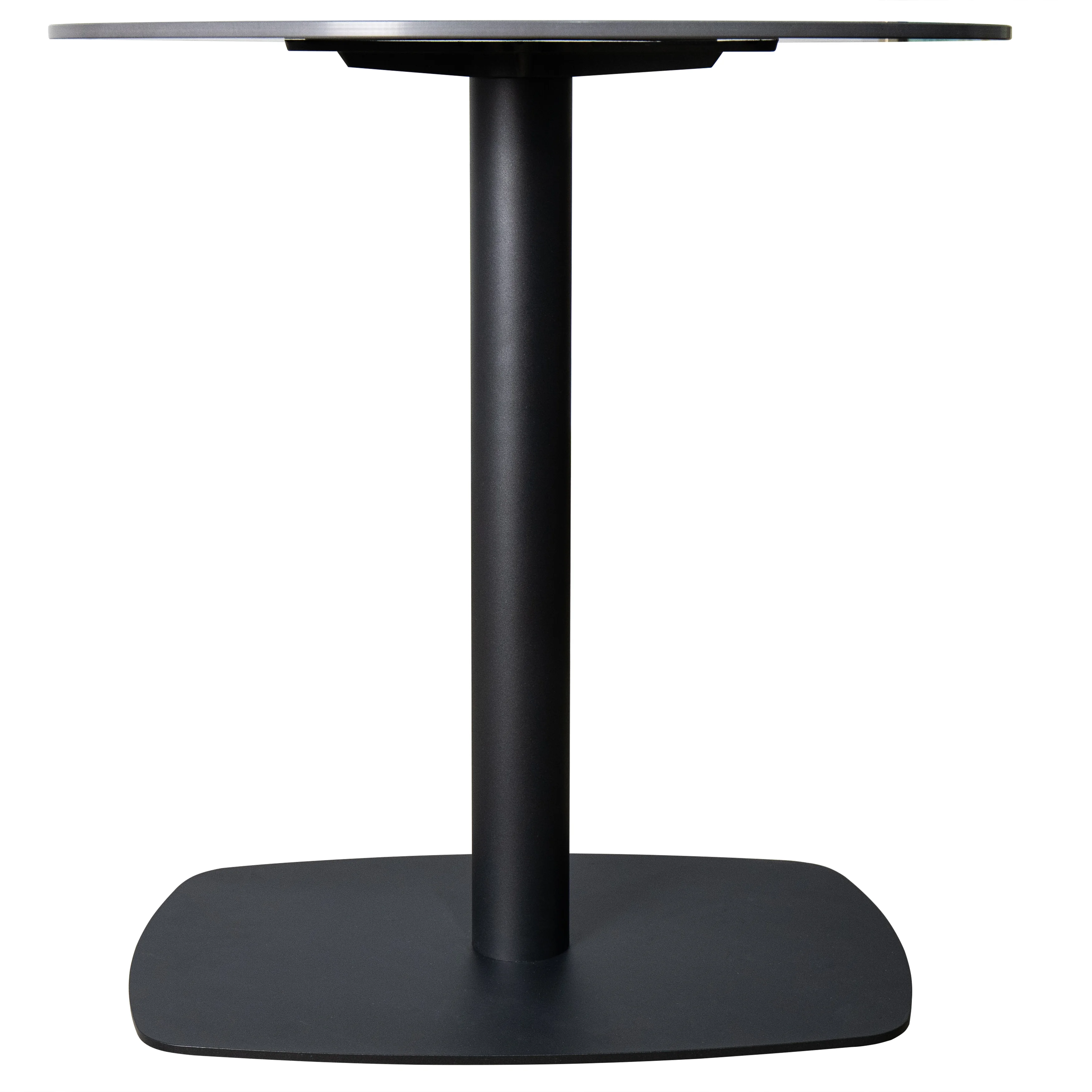 Vail Collection Dining Table Black Rectangle Base With 36" Round BLack Stone  Top