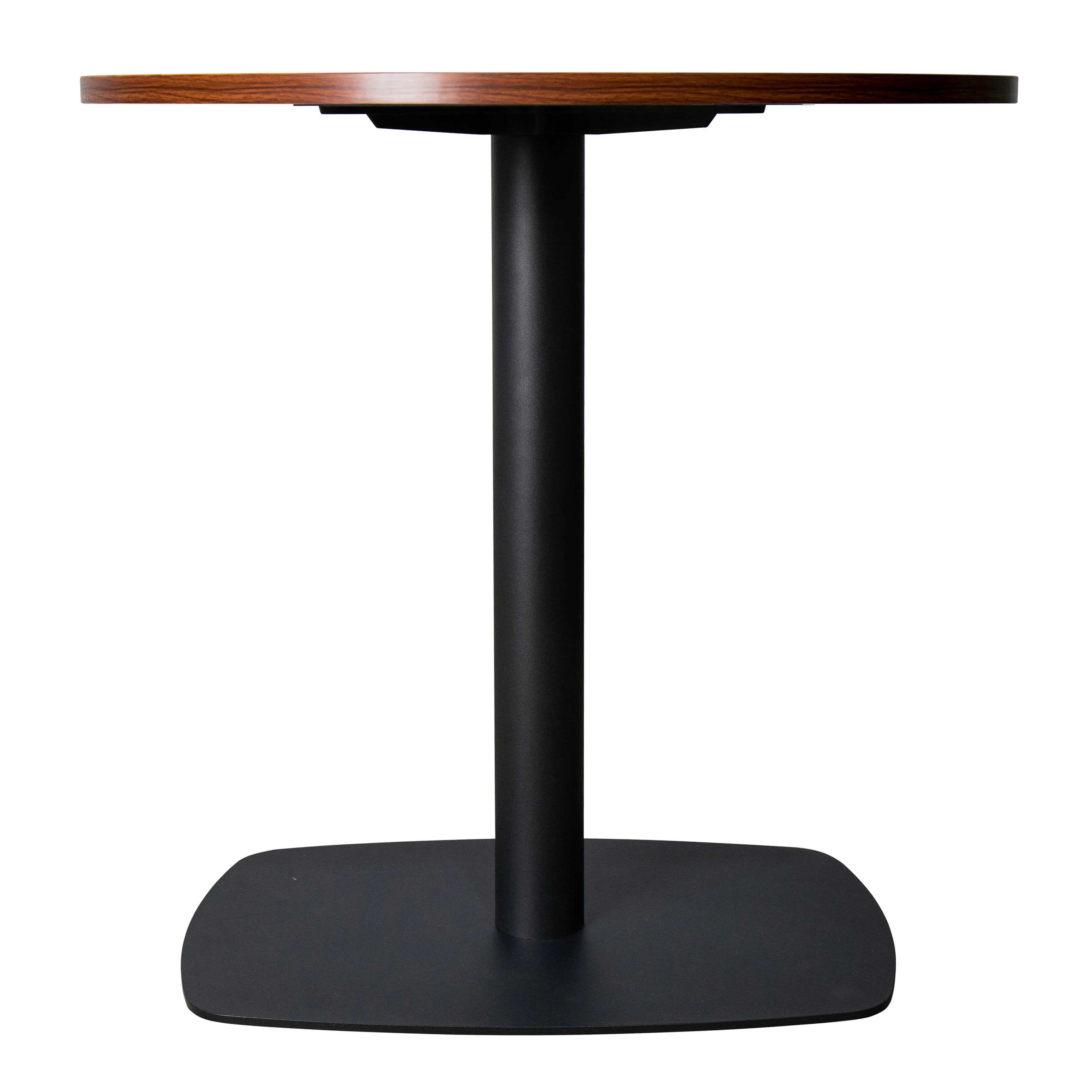 Vail Collection Dining Table Black Rectangle Base With 36" Round Cognac Brown MDF Top