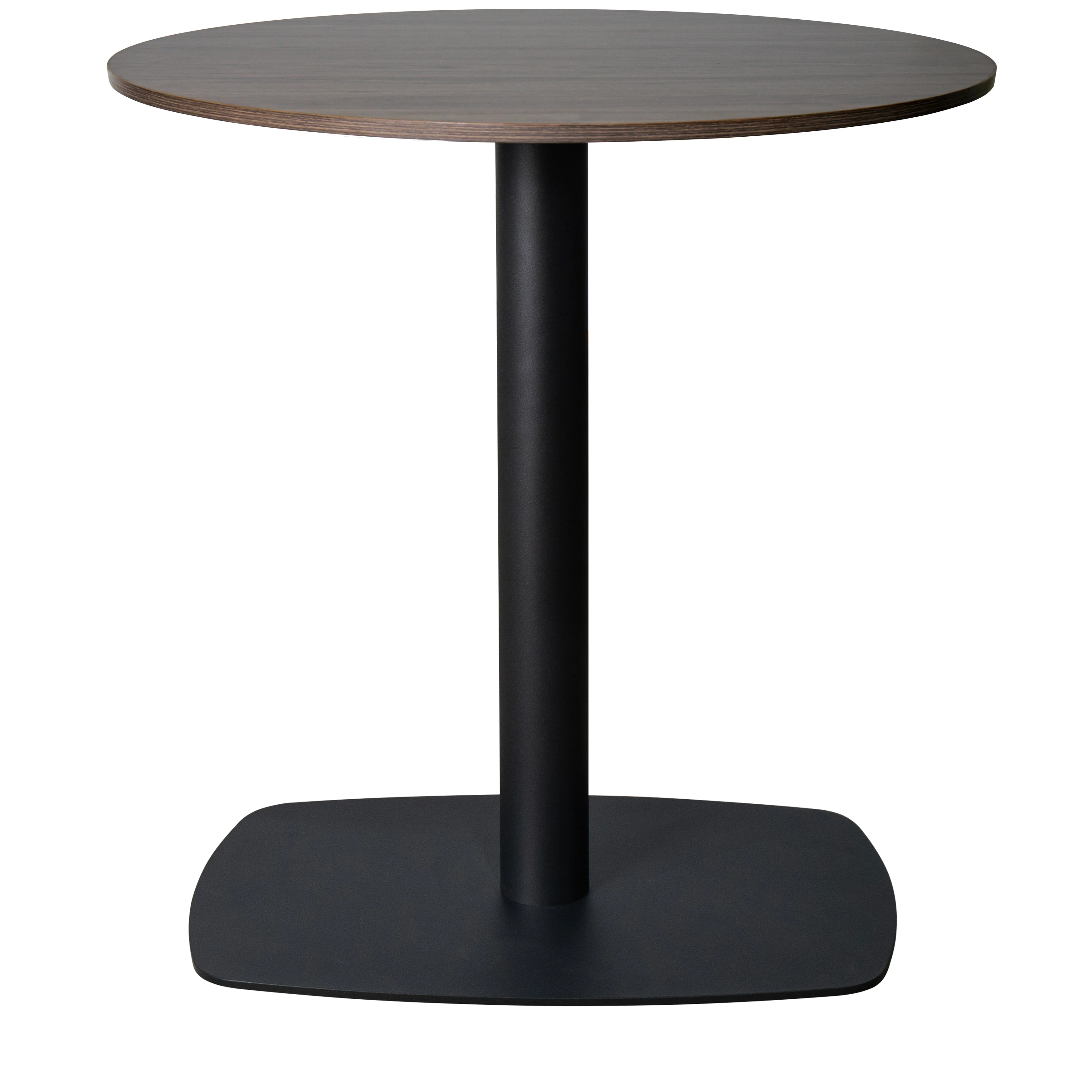 Vail Collection Dining Table Black Rectangle Base With 36" Round Dark  Brown MDF Top