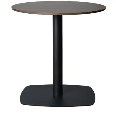 Vail Collection Dining Table Black Rectangle Base With 36" Round Dark  Brown MDF Top