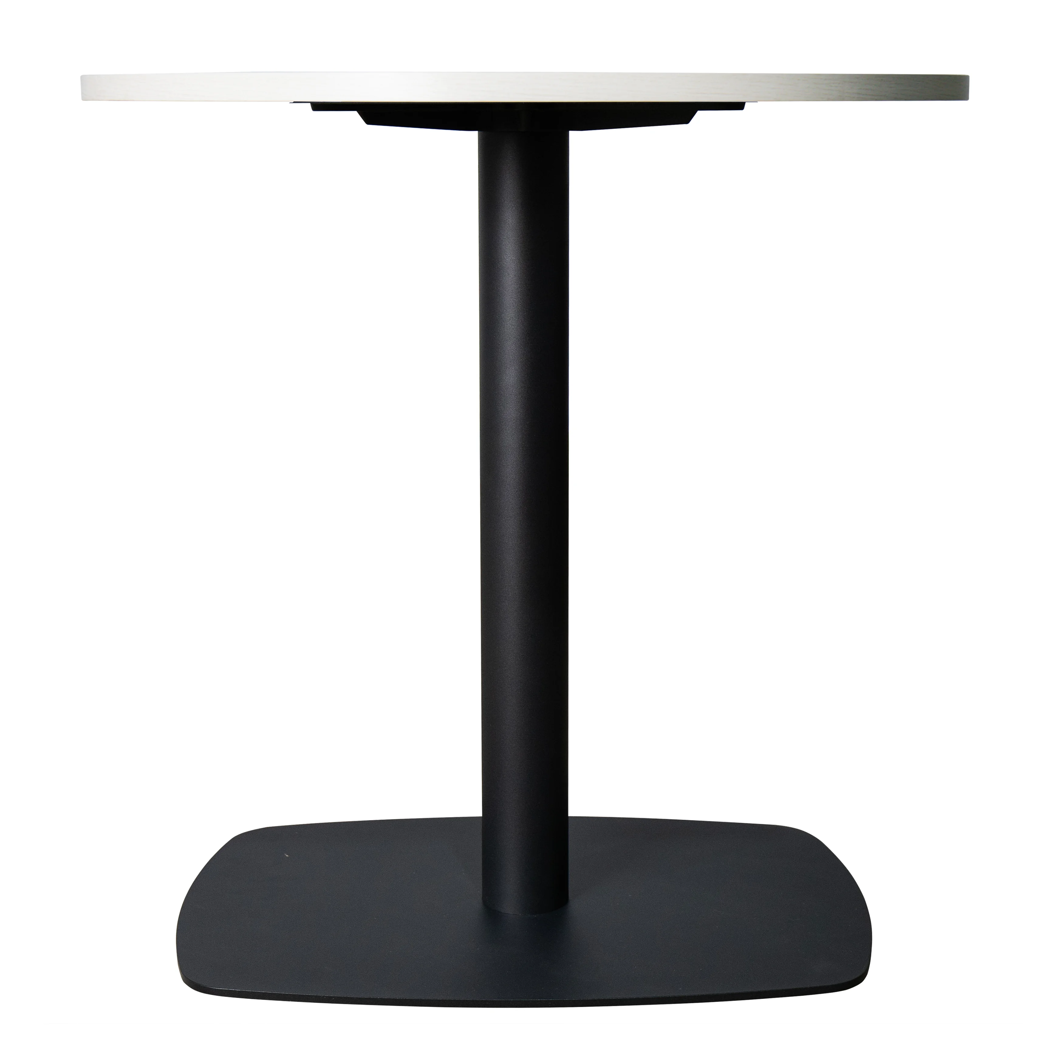 Vail Collection Dining Table Black Rectangle Base With 36" Round Light Wood  Brown MDF Top