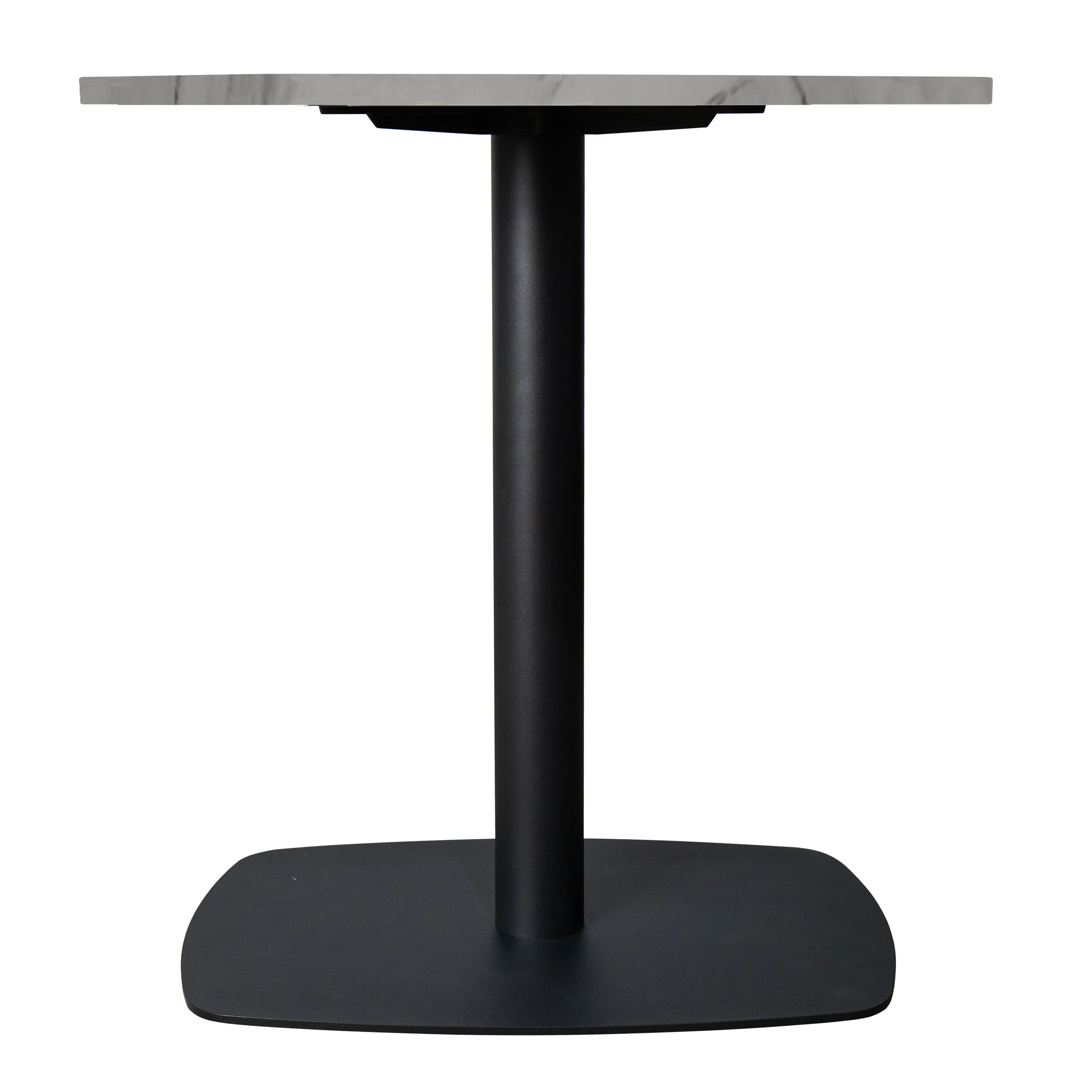 Vail Collection Dining Table Black Rectangle Base With 36" Round White Stone  Top