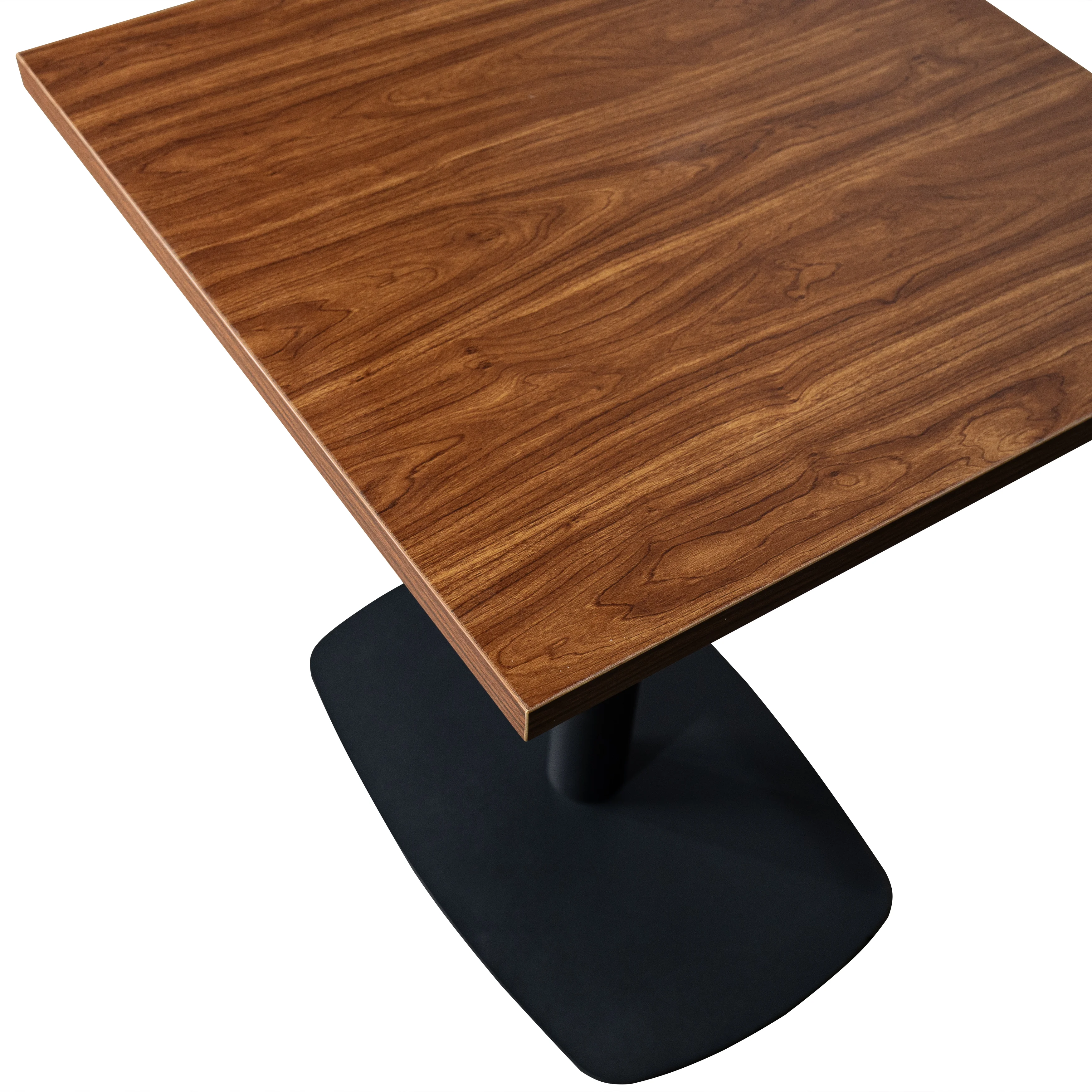 Vail Collection Dining Table Black Rectangle Base With 24" Square Cognac Brown MDF Top