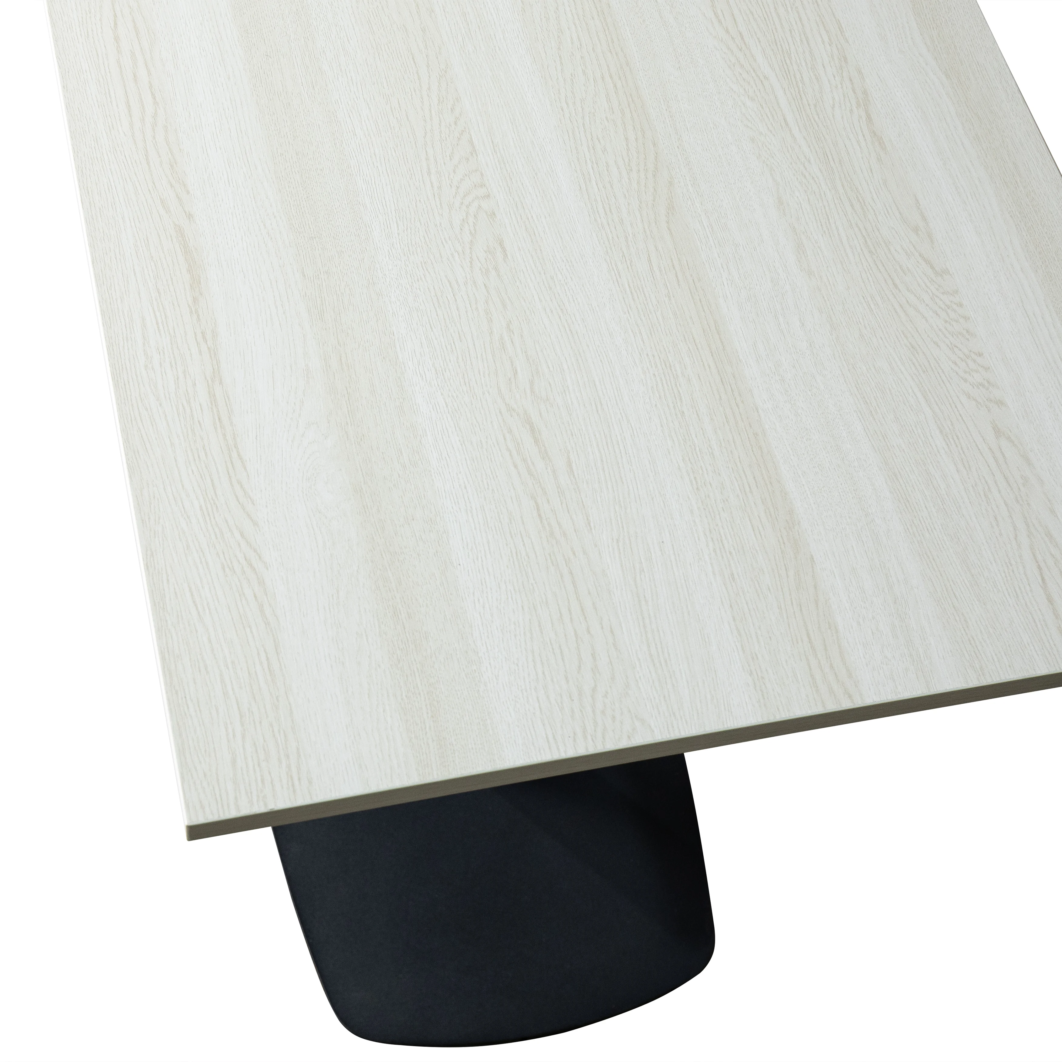 Vail Collection Dining Table Black Rectangle Base With 24" Square Light Wood  Brown MDF Top